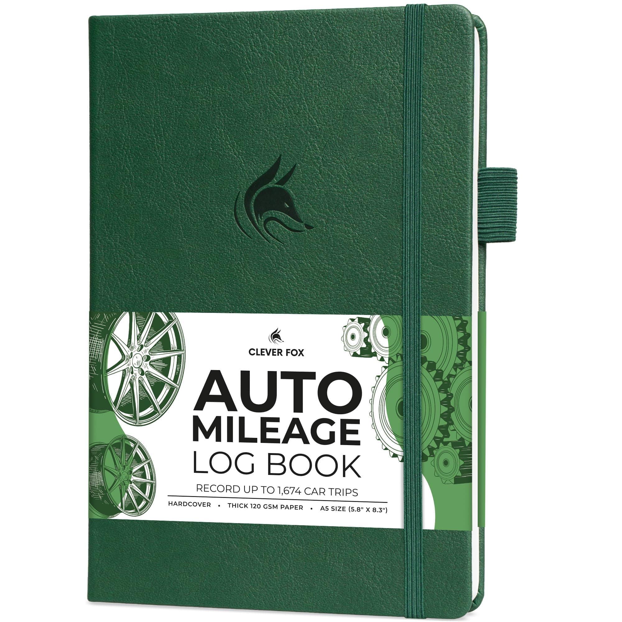 Auto Mileage Log Book – Vehicle Logbook with Mileage, Expense, Gas Consumption & Lubrication Trackers – Driving Logger for Car Records – A5 Size, 1,674 Mileage Entries (Forest Green)