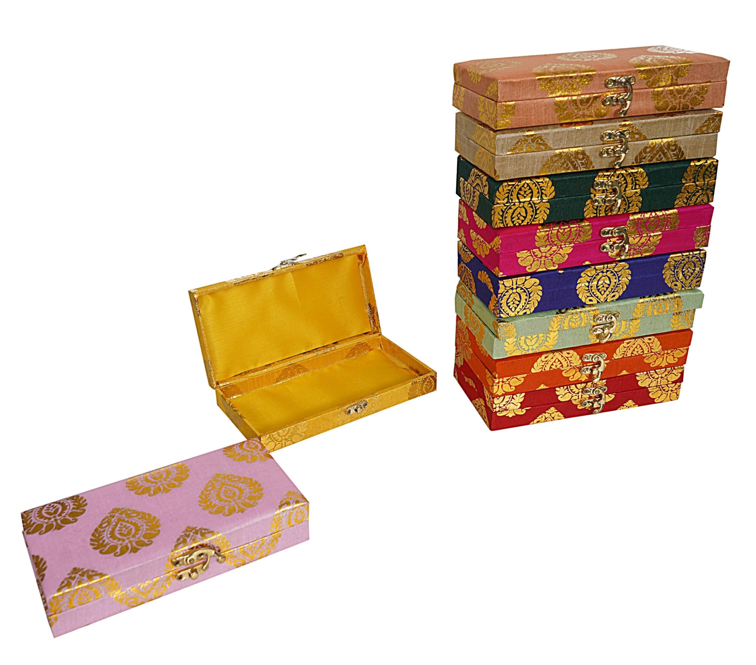 Radharani Arts Rajasthani Decorative Sweet Box,Fabric Brocade box for Indian Wedding Favor,Diwali gift box, Mithai box, Bangles Jewelry (1)