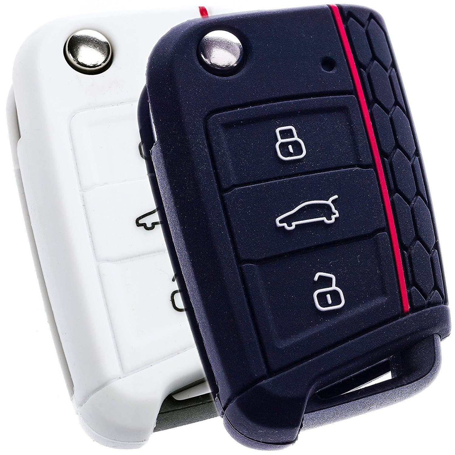 Silicone Key Cover set of 2, for Seat Leon 5F SC ST Black + White - Key Case Premium