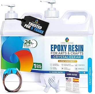 CRAFT RESIN 1 Gallon Crystal Clear Epoxy Resin Kit with Pumps - Food Safe & UV Resistant for DIY Art, Wood, Jewelry Making, Coasters, Mold Casting Resin Epoxy - Low Viscosity for Beginners & Pros