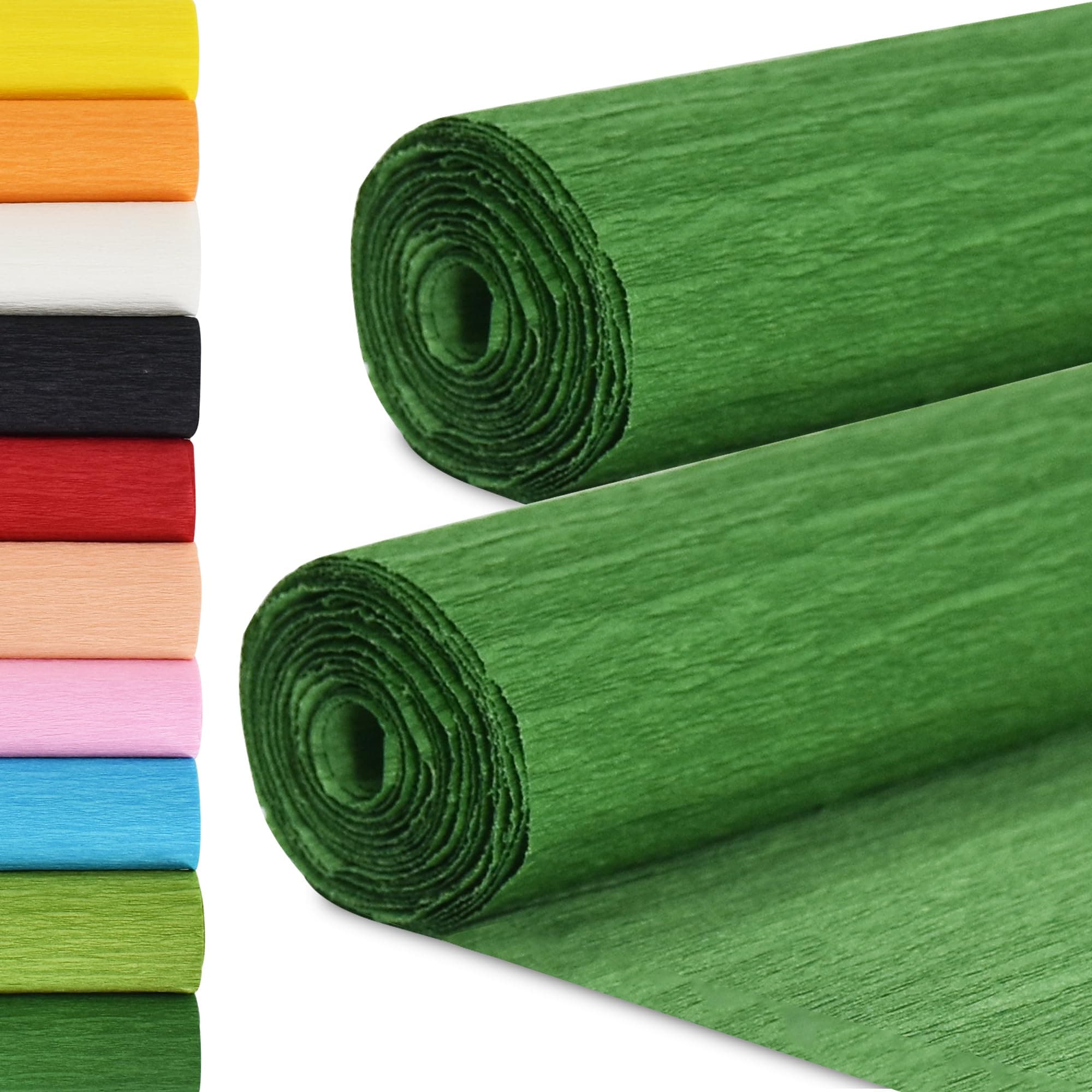 Dark Green Crepe Paper Roll, 9.8 Inch Wide 8ft Long Crepe Paper Sheet for Flower Making, Wedding Ceremony, Birthday Holiday Party Decoration,DIY Craft(2Rolls)