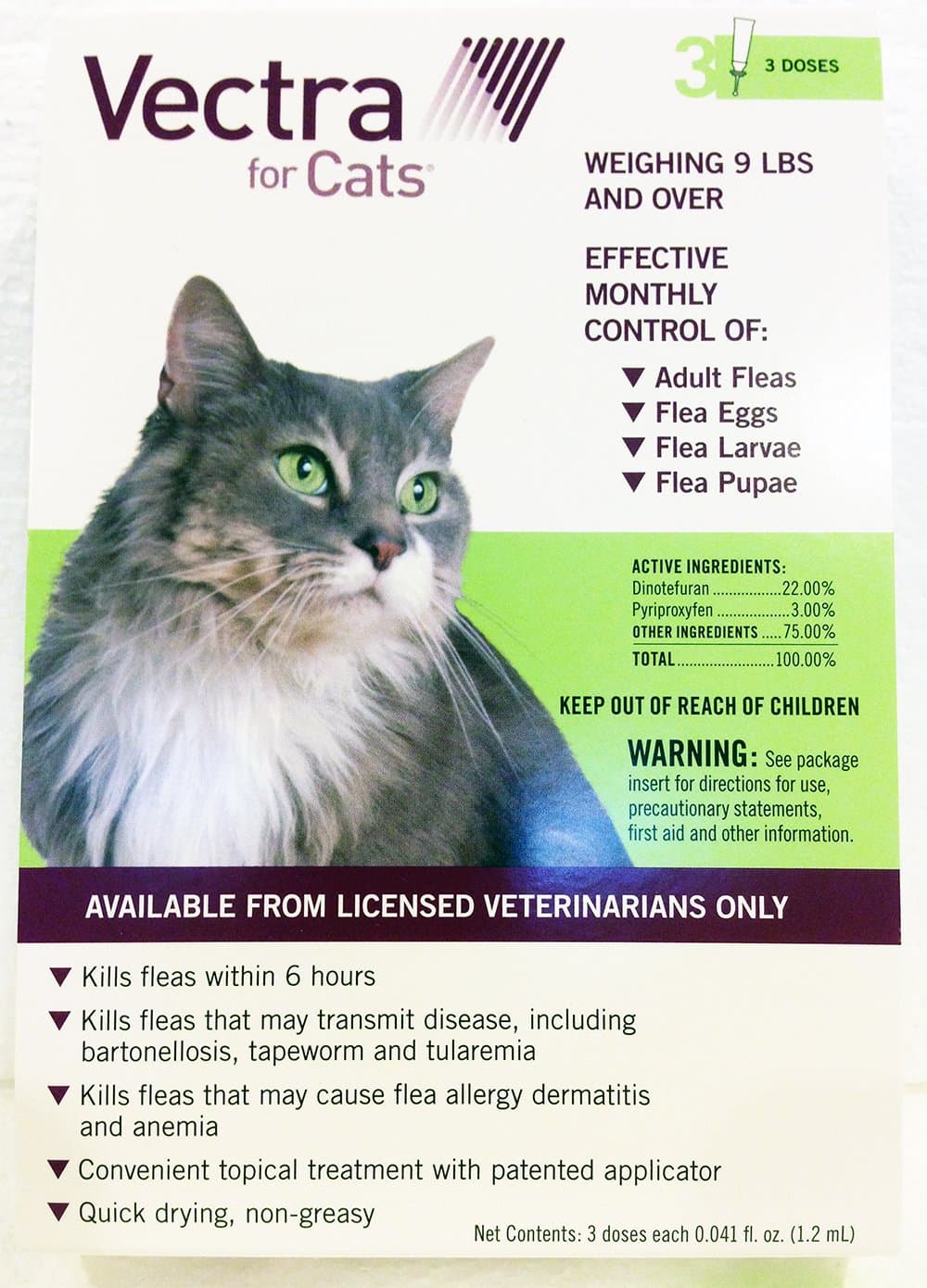 Vectrafor Cats Over 9lbs 3 Doses Green by Ceva