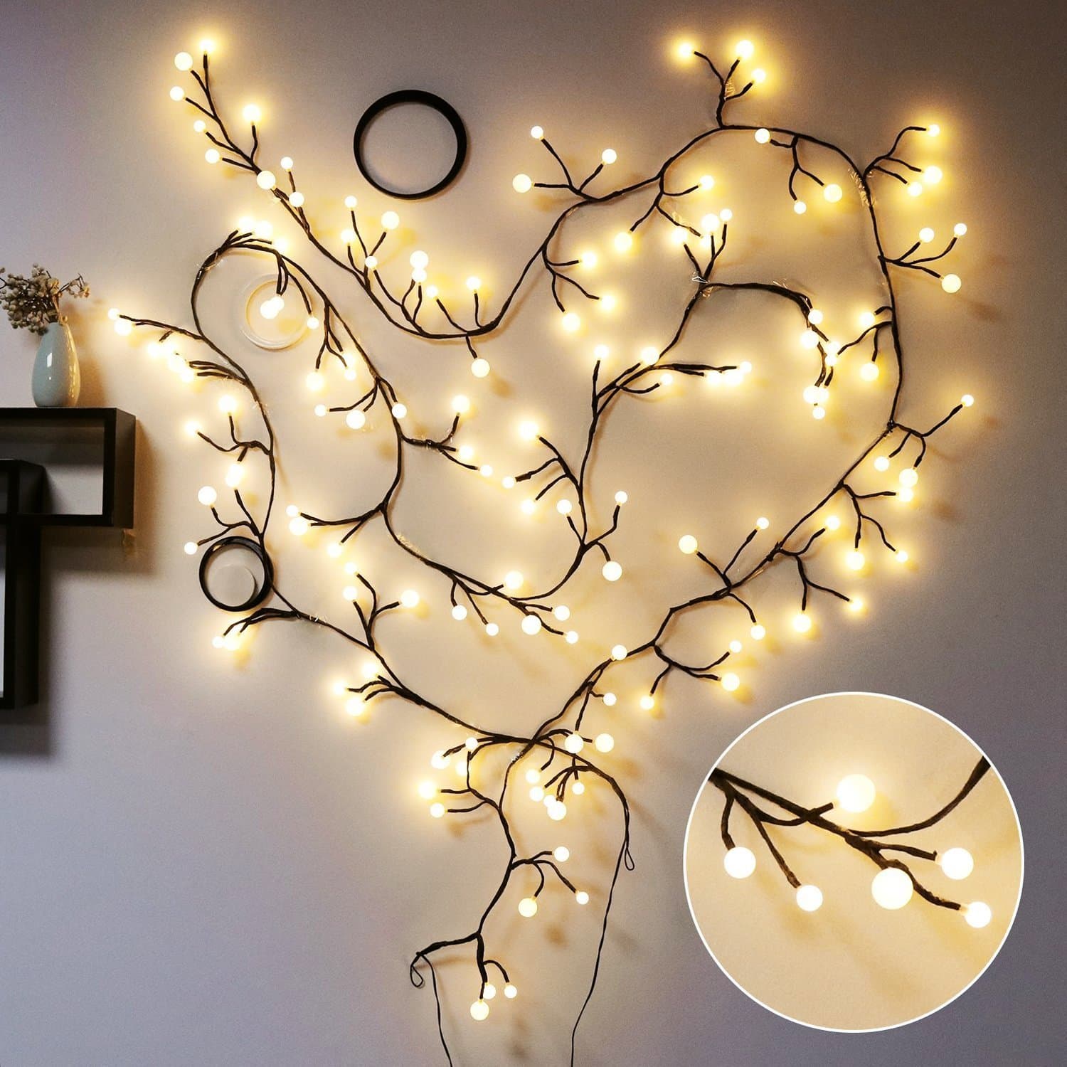 Decorative Fairy Lights, Sarah Ambrecht Flexible Rattan Globe String Light with 72 Bulbs IP65 Waterproof Fairy Lights for Patio, Garden, Cafe Store ,Wedding ,Party