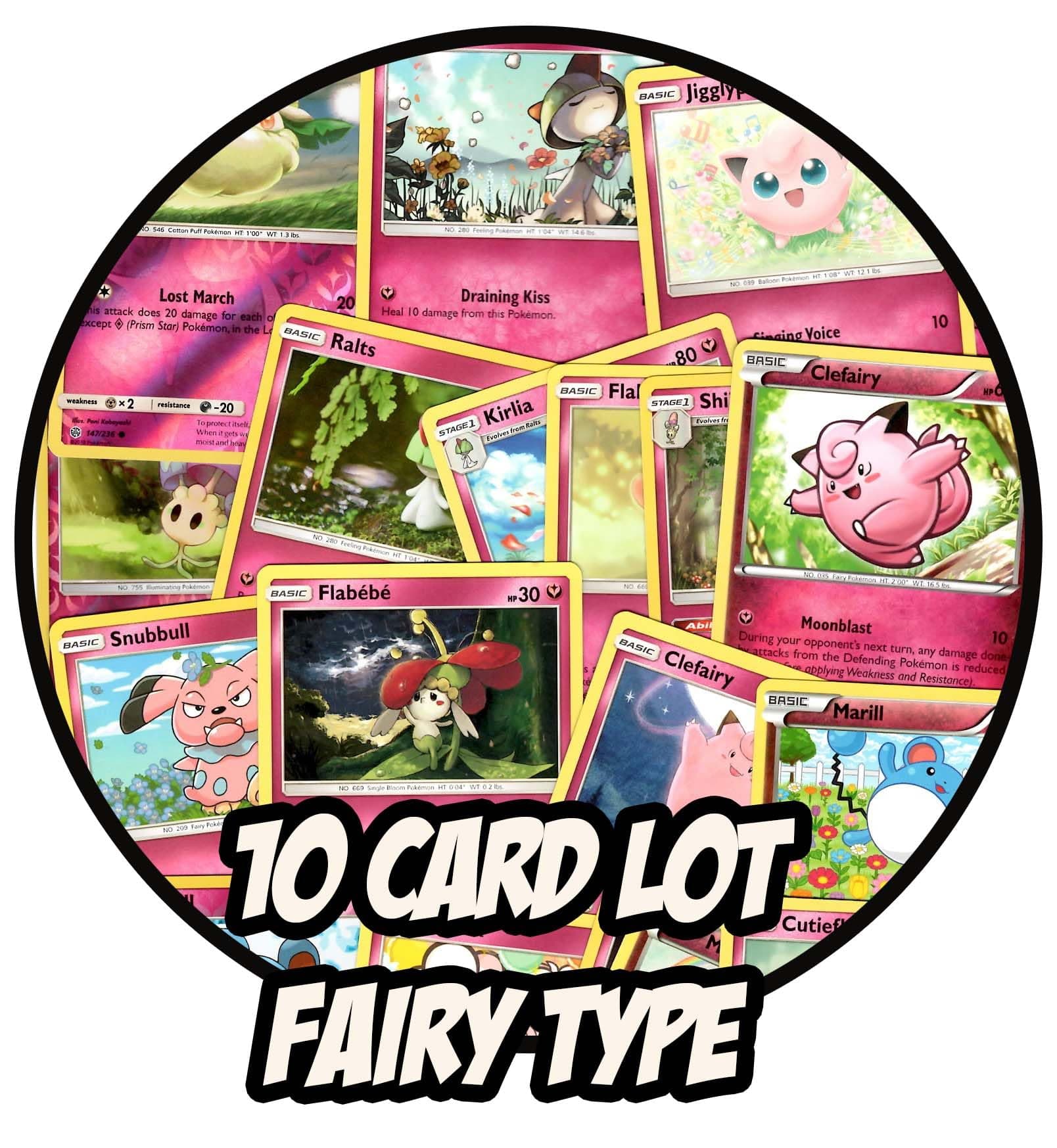 Pokemon -10 Card Lot - Fairy Type Only - No Duplicates - Jigglypuff Ralts Marill