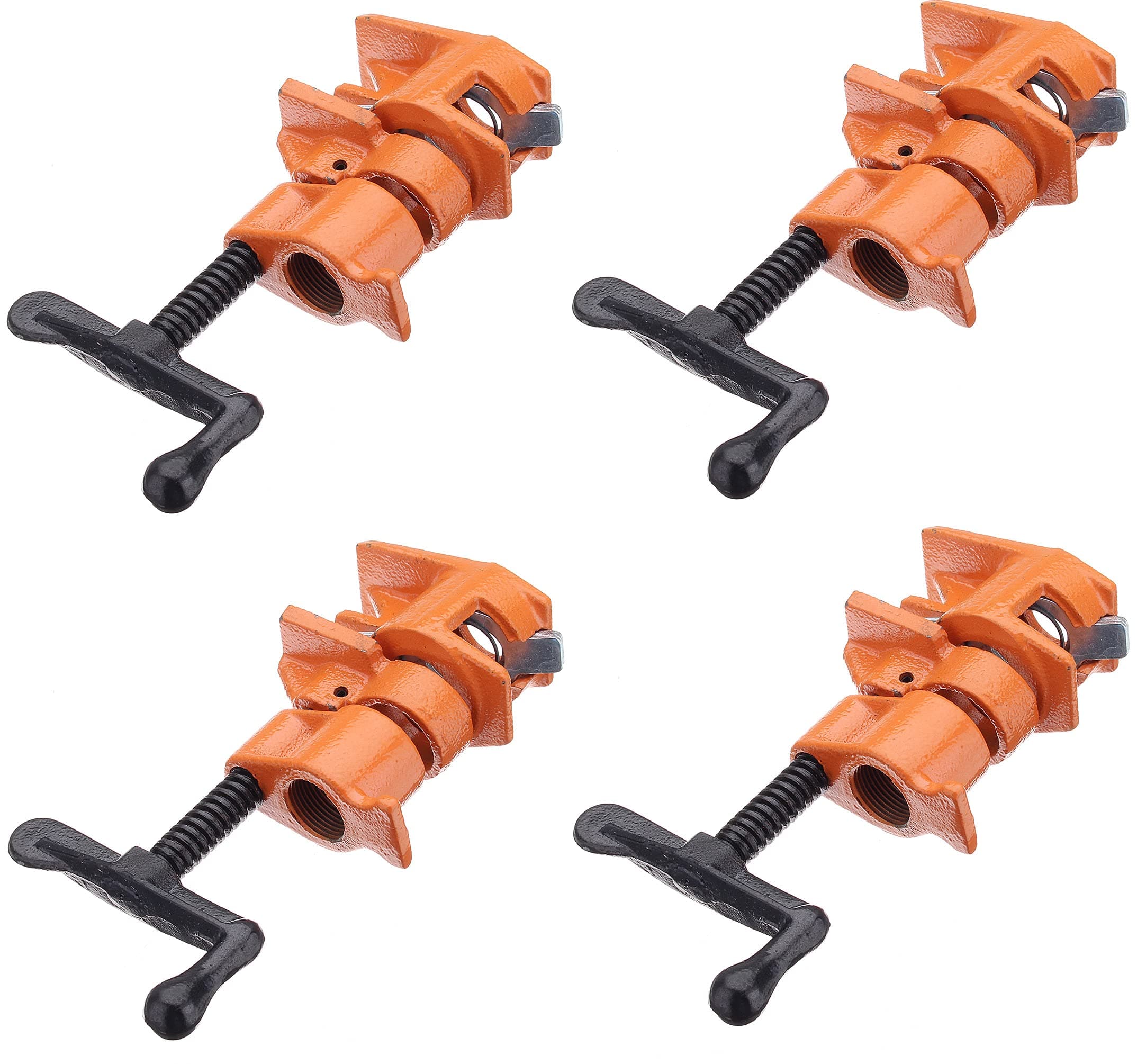 4 Pack 3/4" Pipe Clamps for Wood Gluing, Heavy Duty Cast Iron, Professional Woodworking Tools