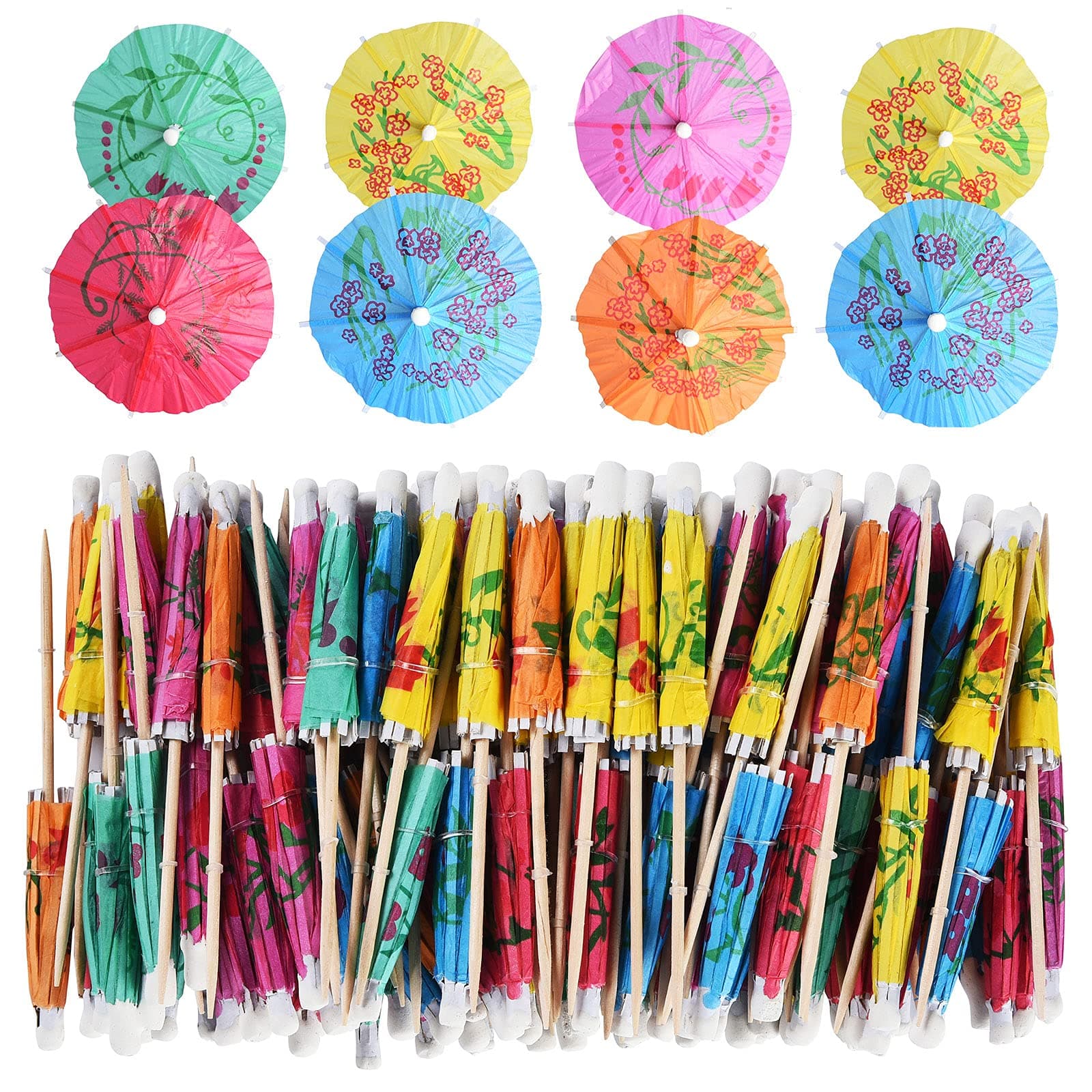 ALINK Cocktail Drink Umbrella Picks, 144 pcs Cocktail Umbrellas for Drinks, Mini Paper Drink Umbrellas Toothpicks for Luau Parasols Hawaiian Tiki Party Decorations