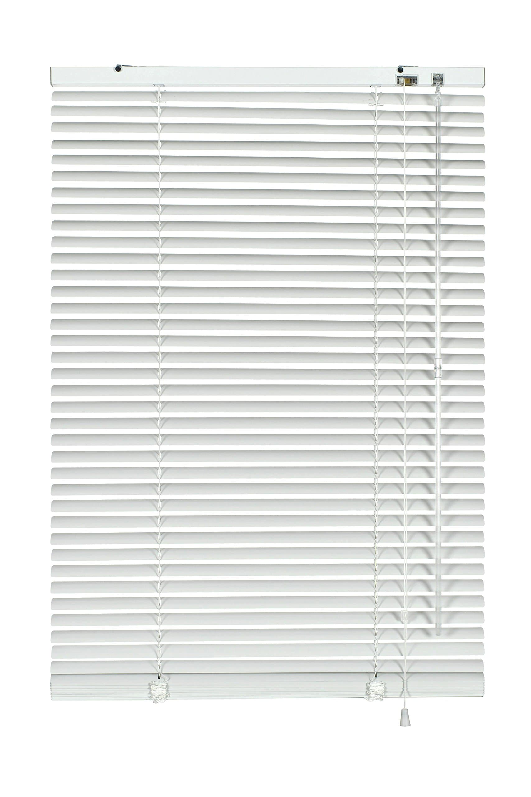 GardiniaAluminium Venetian Blinds, Visibility, Light and Glare Protection, Wall and Ceiling Mounting, Mounting Kit Included, Aluminium Venetian Blinds, White, 100 x 175 cm (WxH)