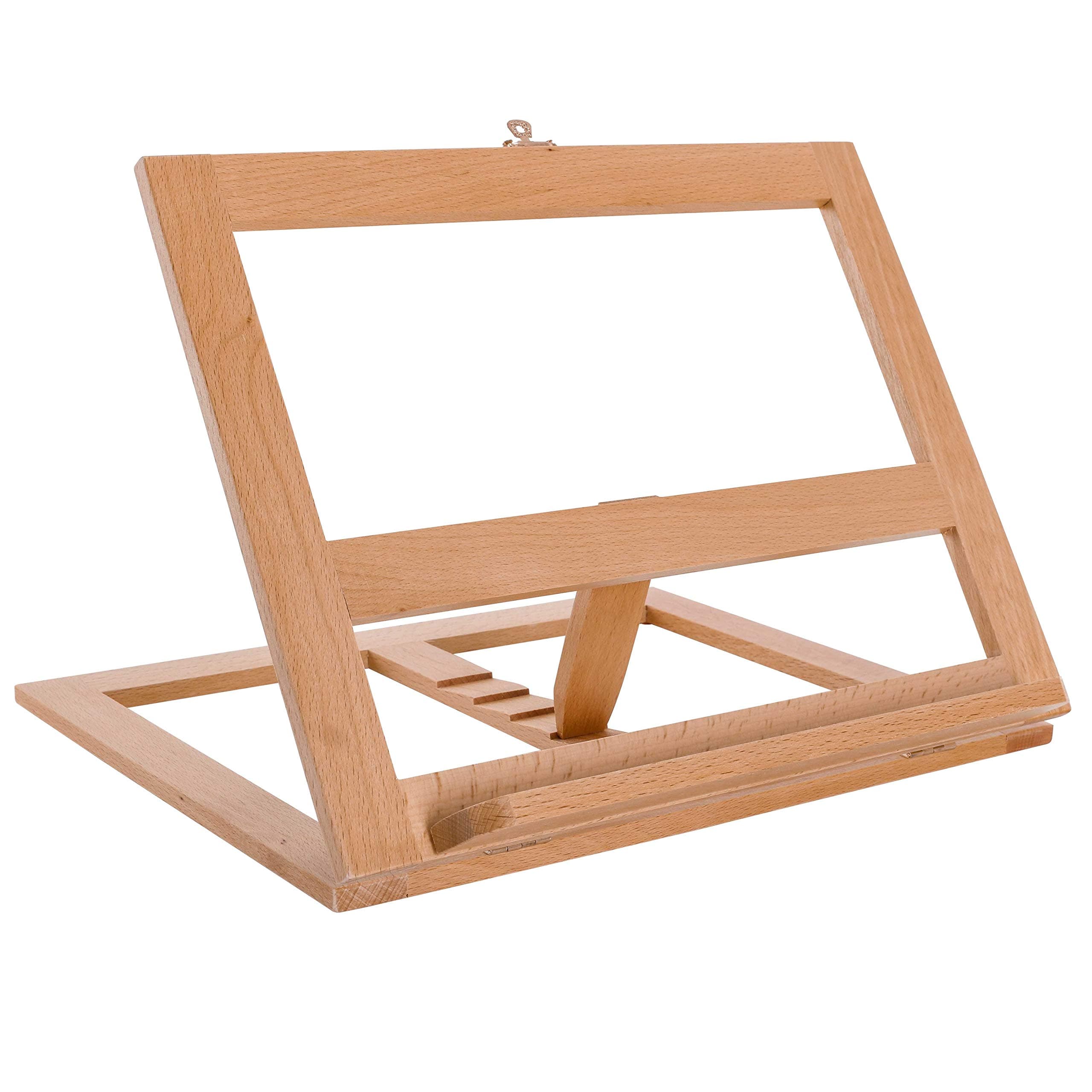U.S. Art Supply Large Wooden Table Easel - Adjustable Incline - Functions as Wooden Cookbook Stand, Kitchen Countertop Recipe Rack, Tablet Rest & Cook Book Holder for Kitchen Counter