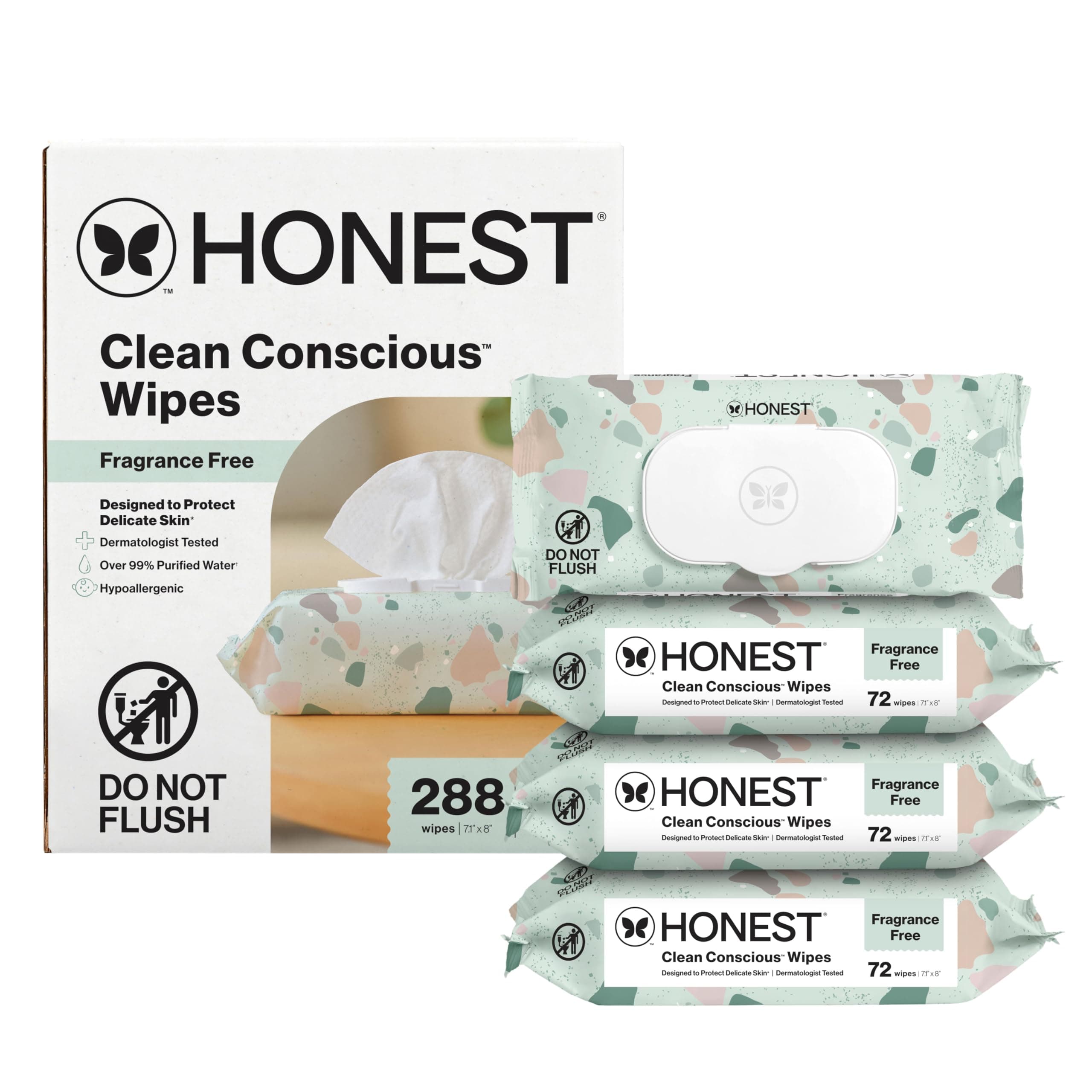 Honest Company All Natural Cloth Baby Wipes (288 Count Total) by Honest