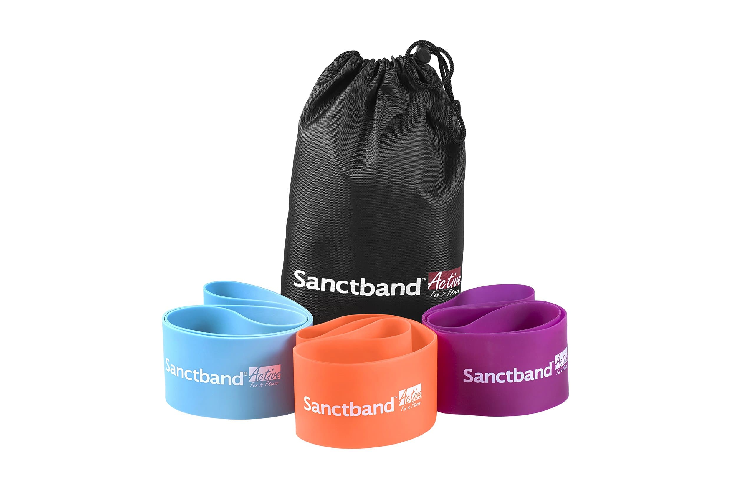 Sanctband Active 3 in 1 Loop Band Amber/Purple/Teal Loop Band Kit (Medium, Heavy, Extra Heavy) Resistance Training