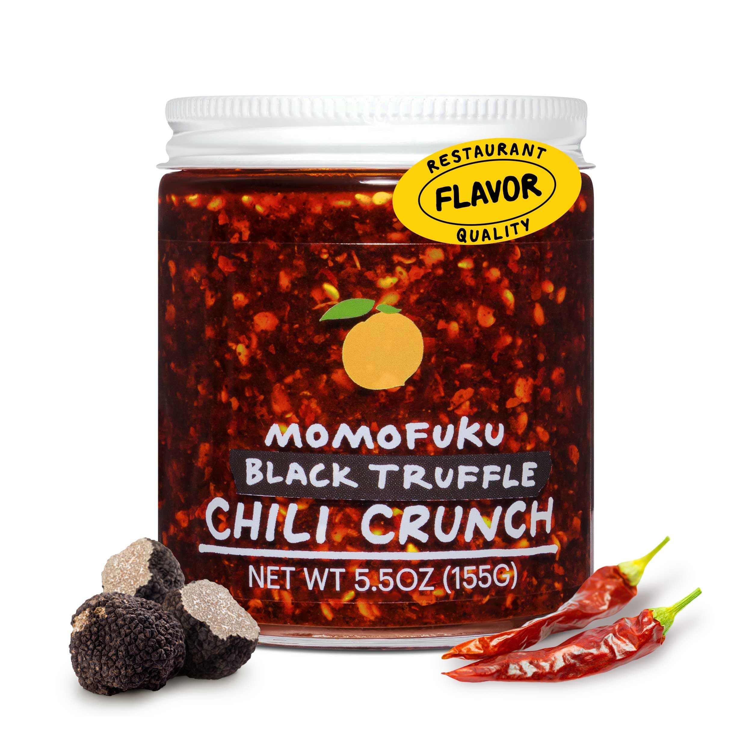MOMOFUKU Black Truffle Chili Crunch by David Chang,(5.5 Oz) Chili Oil with Crispy Garlic and Shallots, Crispy Hot Pepper with Royal Truffle for Cooking As a Sauce or Topping(Package S