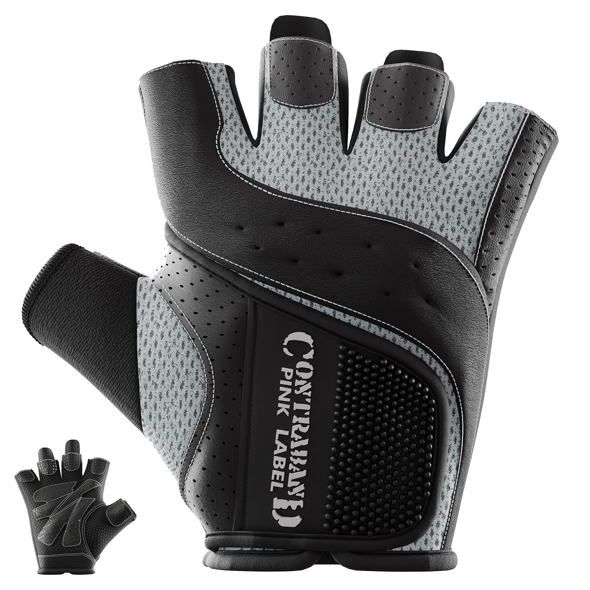 Contraband Pink Label 5137 Women's Padded Weight Lifting and Rowing Gloves w/Grip-Lock Padding (Pair) - Machine Washable Fingerless Workout Gloves Designed Specifically for Women
