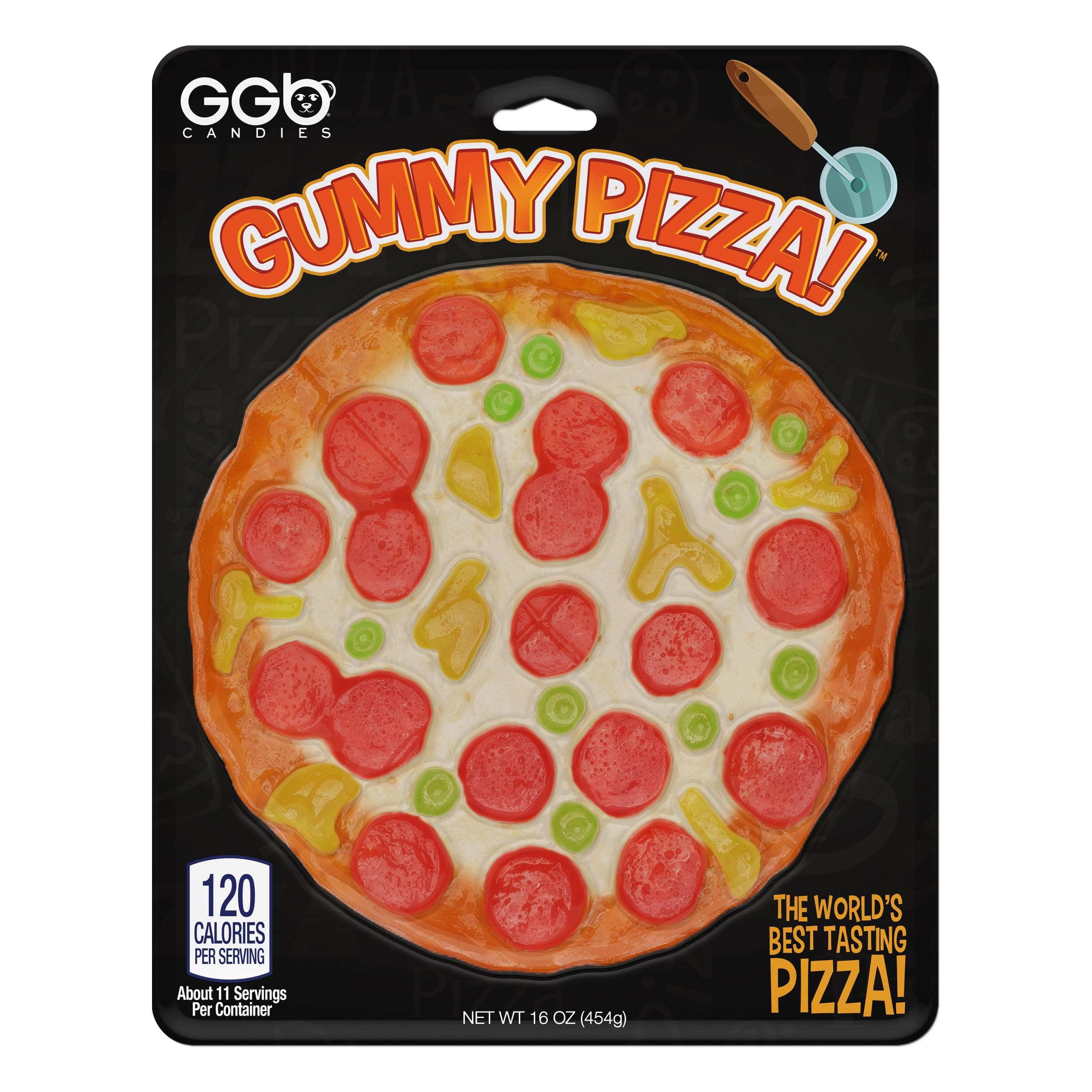Giant Gummy Pizza - Five Fruity Flavors, Offered in Two Classic Styles for Ultimate Enjoyment, Directly from GGB Candies' Culinary Creations! (Round Pizza, 16 Ounce)