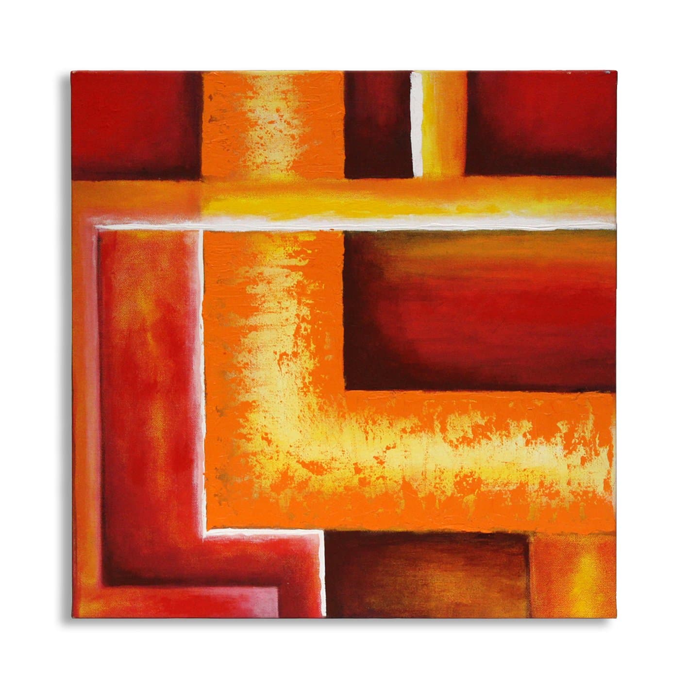 art tantra Handmade Modern Abstract Textured Canvas Painting Wall Art Frame (Yellow , Red)