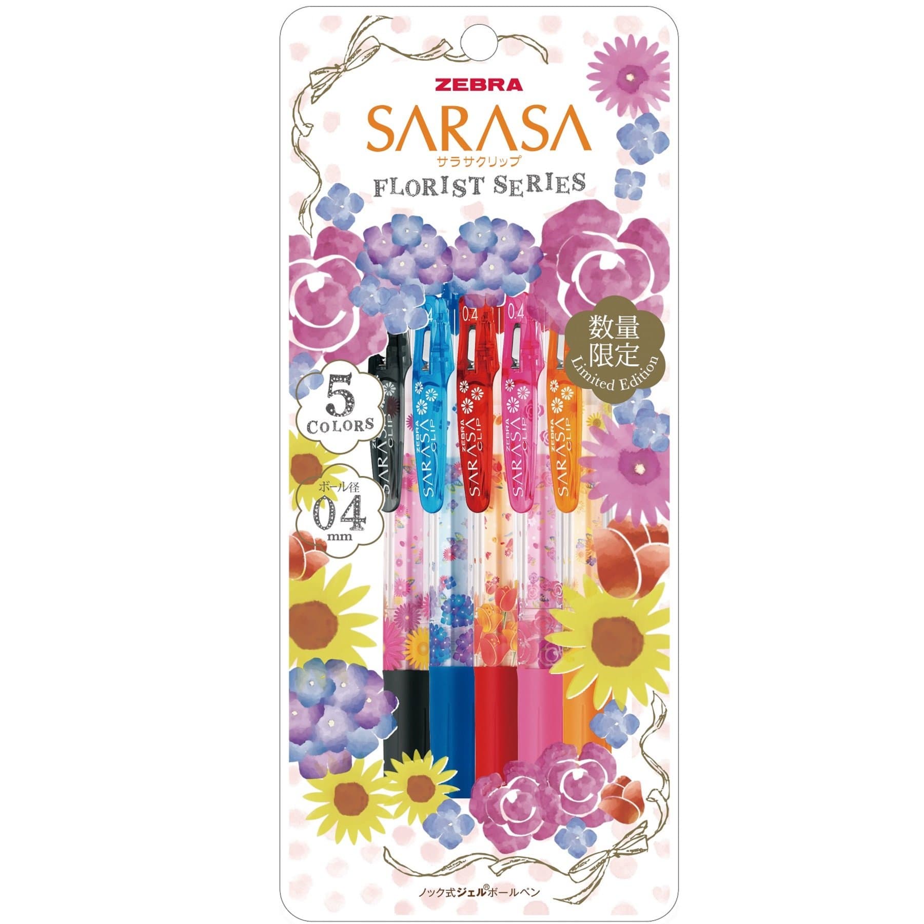ZEBRA SARASA Clip 0.4mm Ballpoint Pen FLORIST SERIES 5 Colors Set JJS29-F-5C by Sarasa
