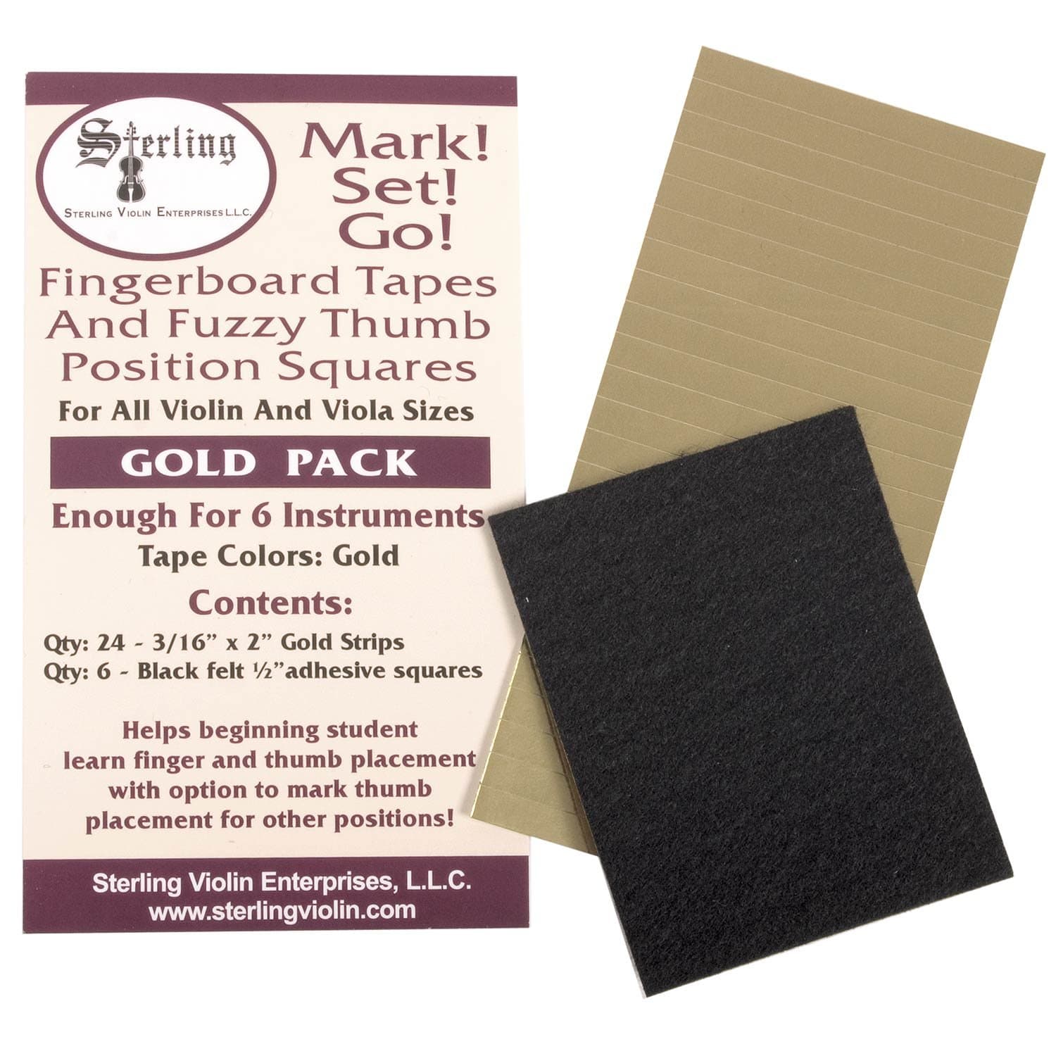 Mark! Set! Go! Instrument Fingerboard Tape: Gold Tape with Black Felt