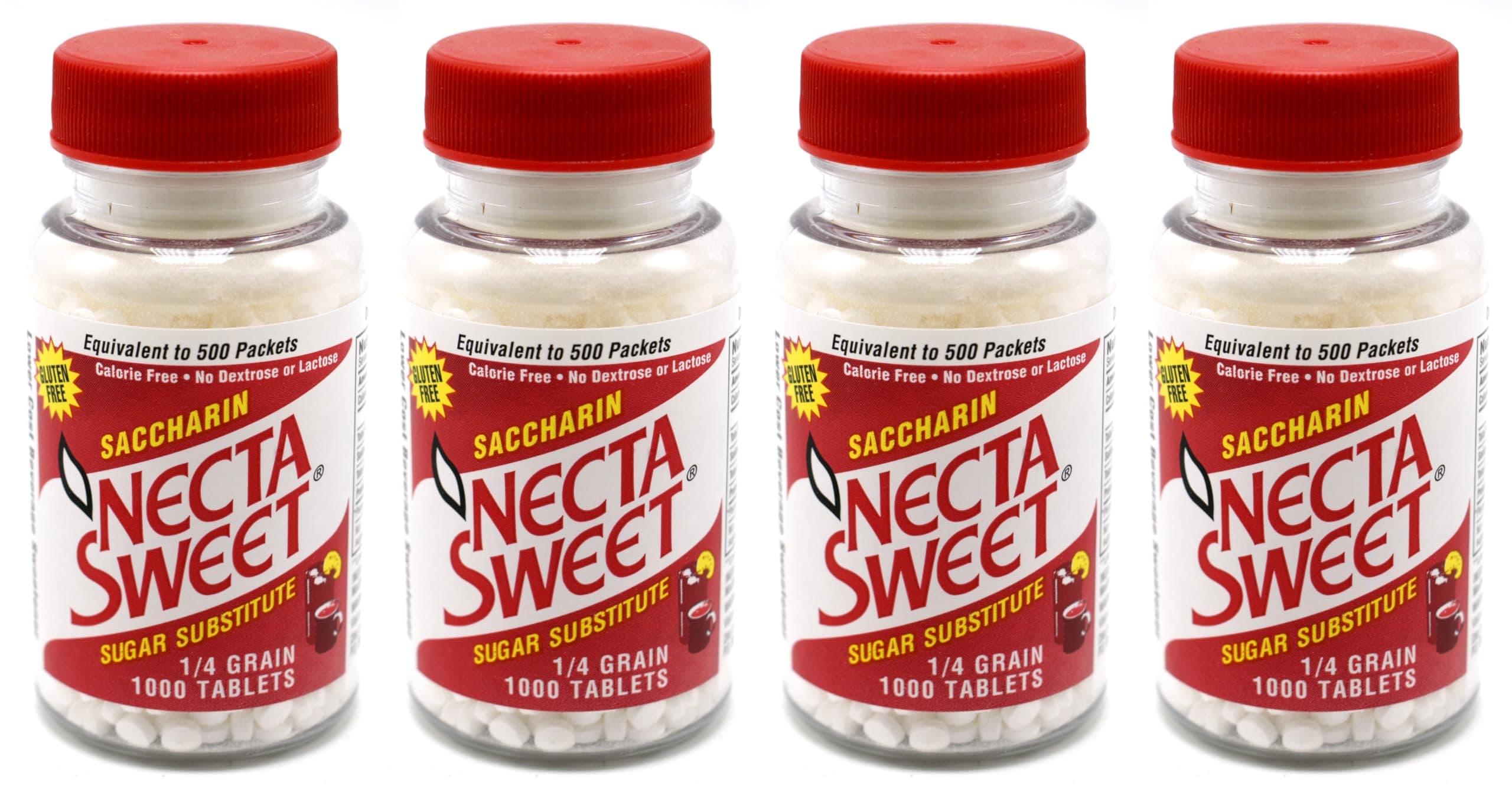 Necta Sweet Saccharin Sugar Substitute 1/4 Grain, 1000 Tablets - 4 Pack