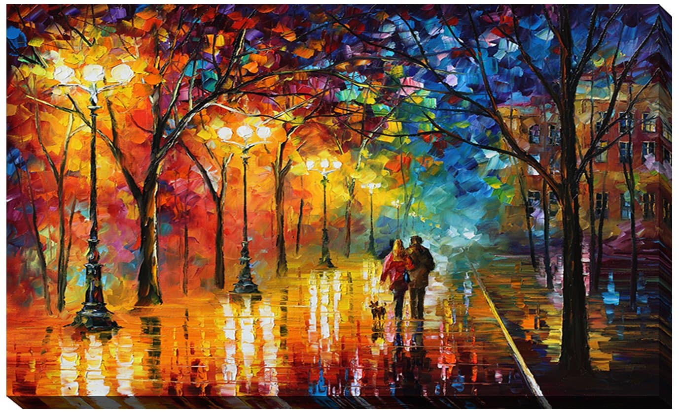 Picture Perfect International Giclee Stretched Wall Art by Leonid Afremov Night Happines Artists-Canvas, 18" x 30" x 1"