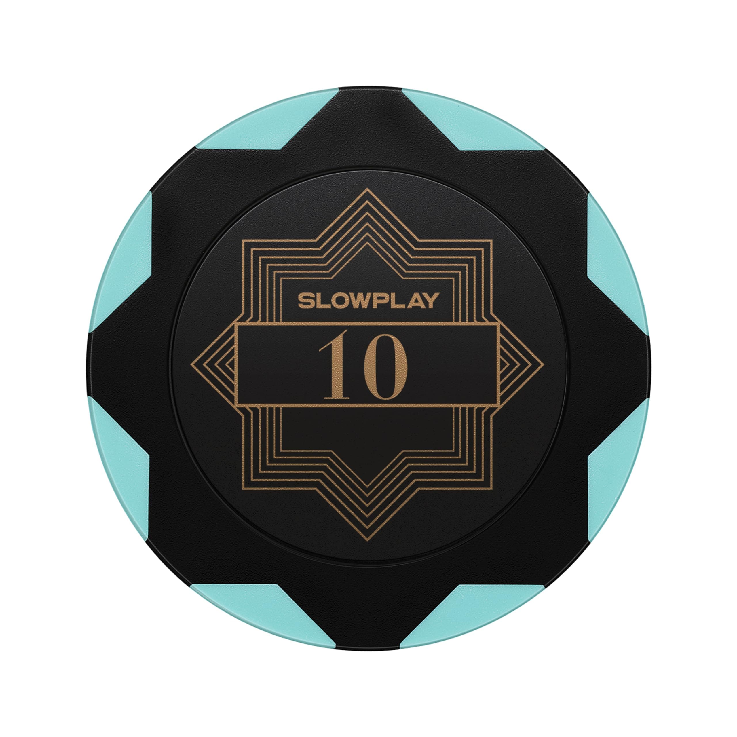 SLOWPLAY Nash Clay Poker Chips, 14 Grams Heavyweight Clay Composite, 40mm Large Chips in Bulk, Pack of 50 with Denomination of 10