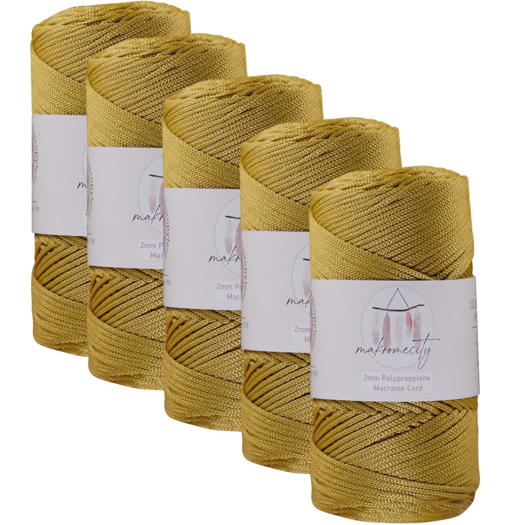 Makromecity, 5 Skeins of Polyester Macrame Cord 2mm x 250 Yards (750 feet) 2mm Polypropylene Macrame Cord for Macrame Art & Crafts for Wall Hangings, Bags, Underplate, Rug (29 Colors Available)