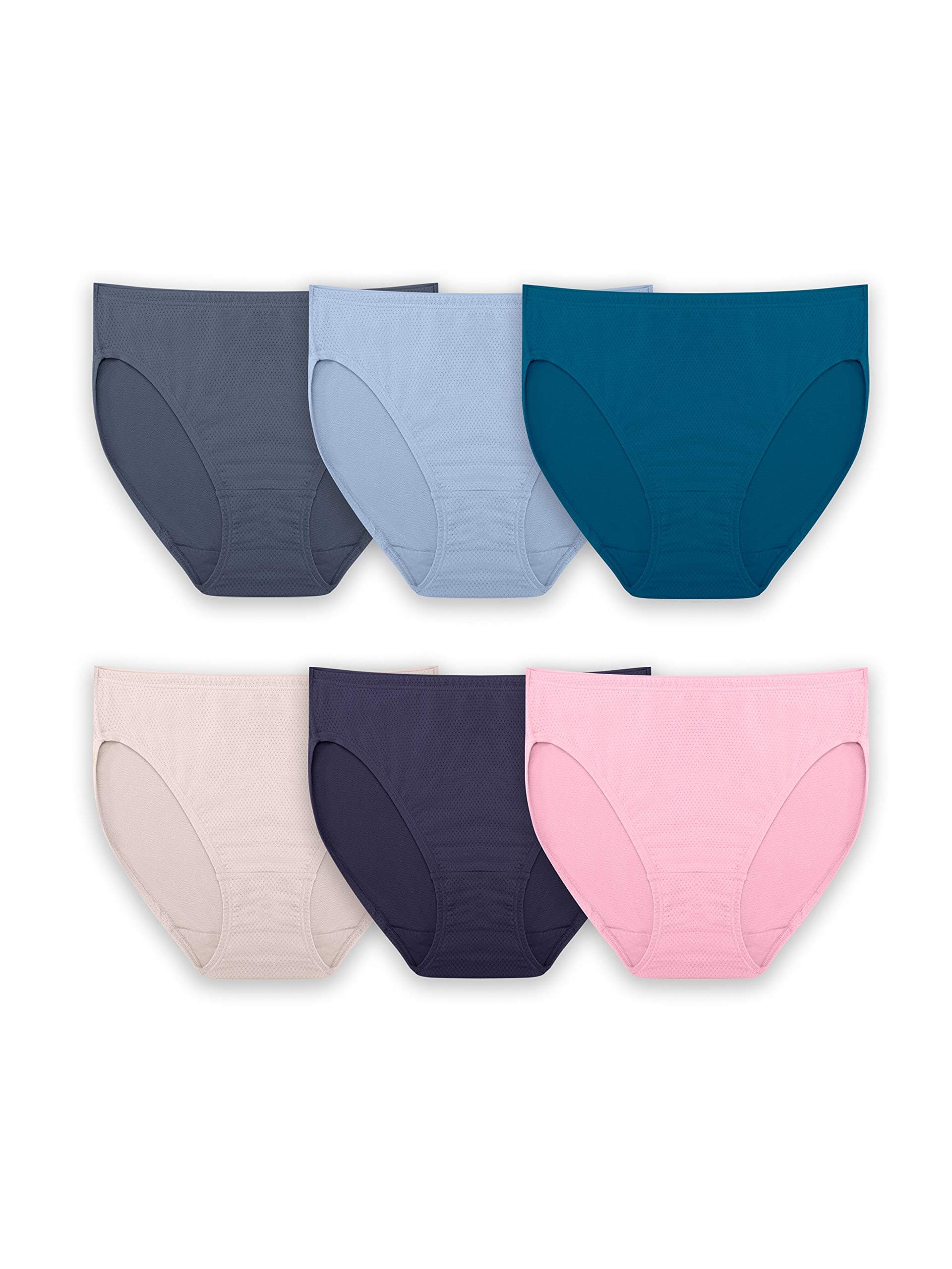 Fruit of the Loom Women's Breathable Underwear (Regular & Plus Size), Hi Cut - Micro Mesh - 6 Pack, 8