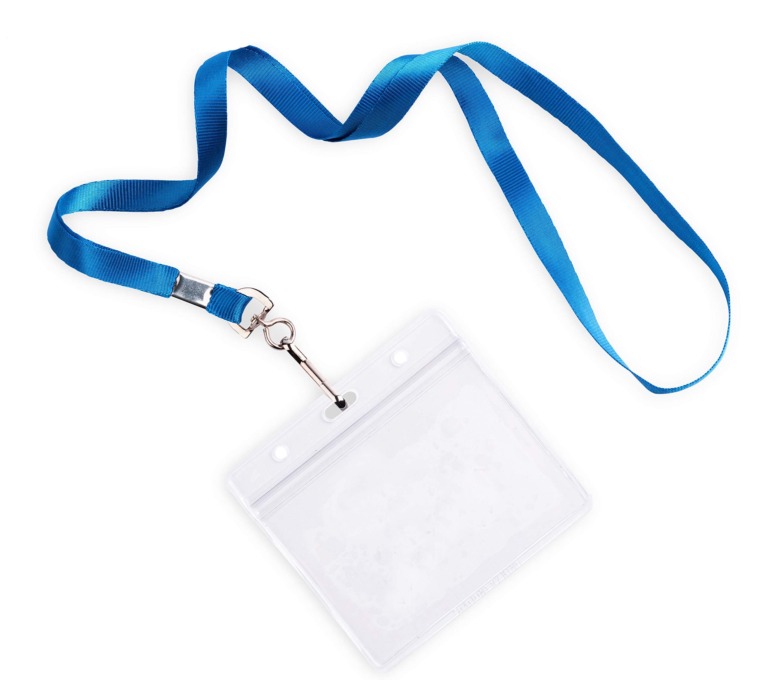 Durably Woven Lanyards 3 x 4 Horizontal ID Badge Holders ~Premium Quality, Waterproof & Dustproof ~ for Moms, Teachers, Tours, Events, Businesses, Cruises & More (25 Pack, Blue) by Stationery King