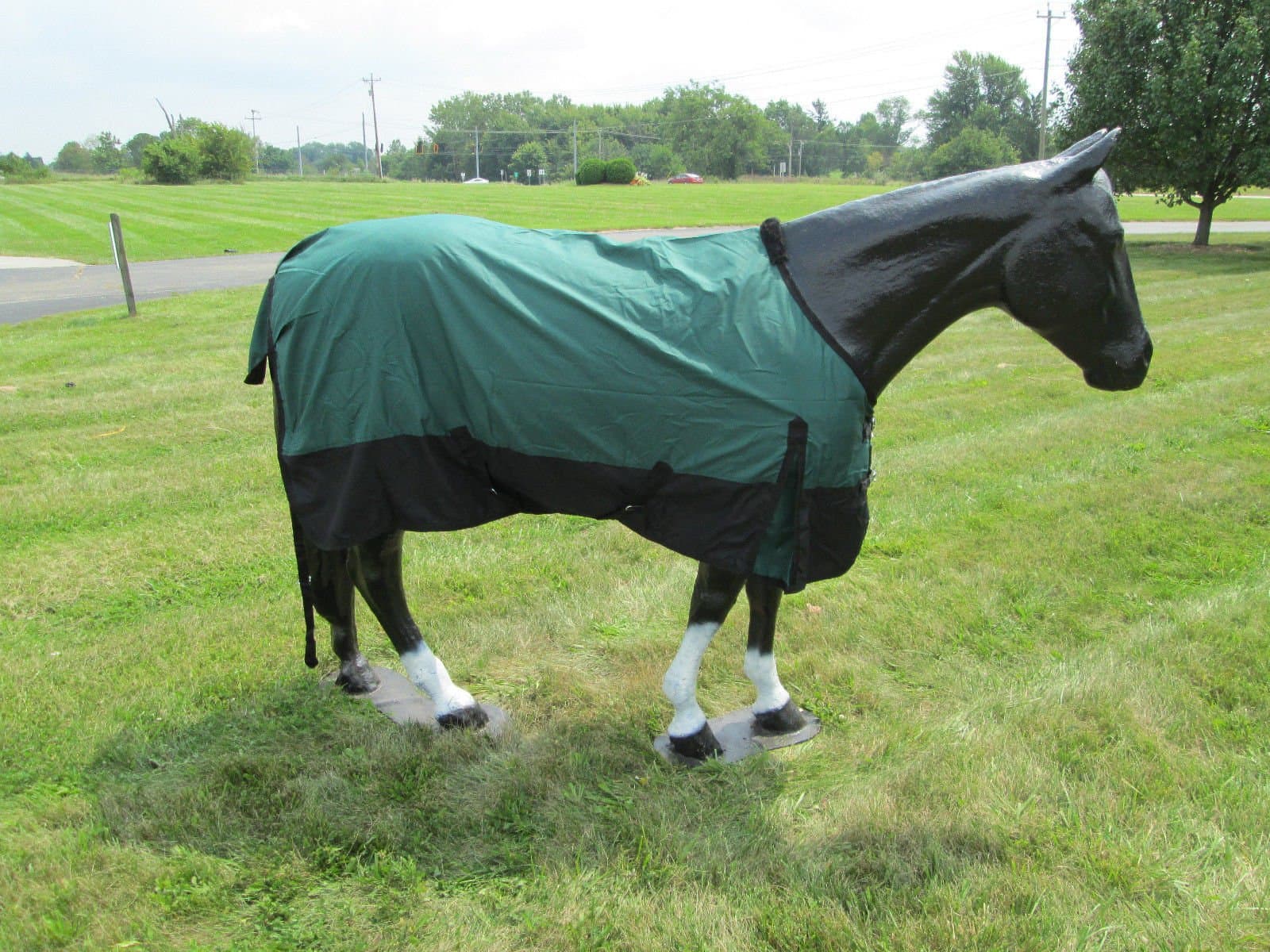Grand Entry Horse Turnout Sheet / Waterproof / Ripstop / Green and Black 75"