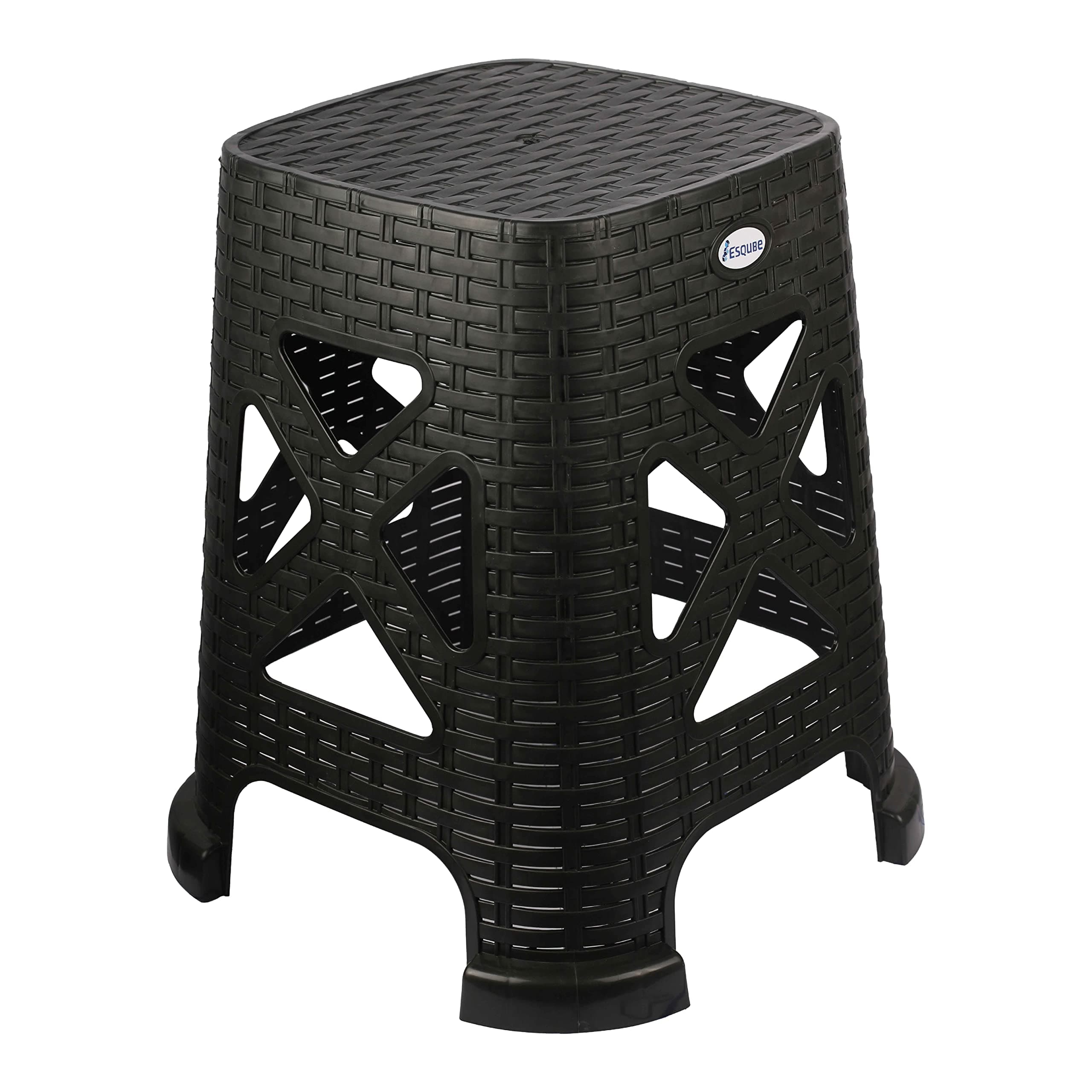 ESQUBE® Plastic High Stool Square for Indoors and Outdoors Black Color