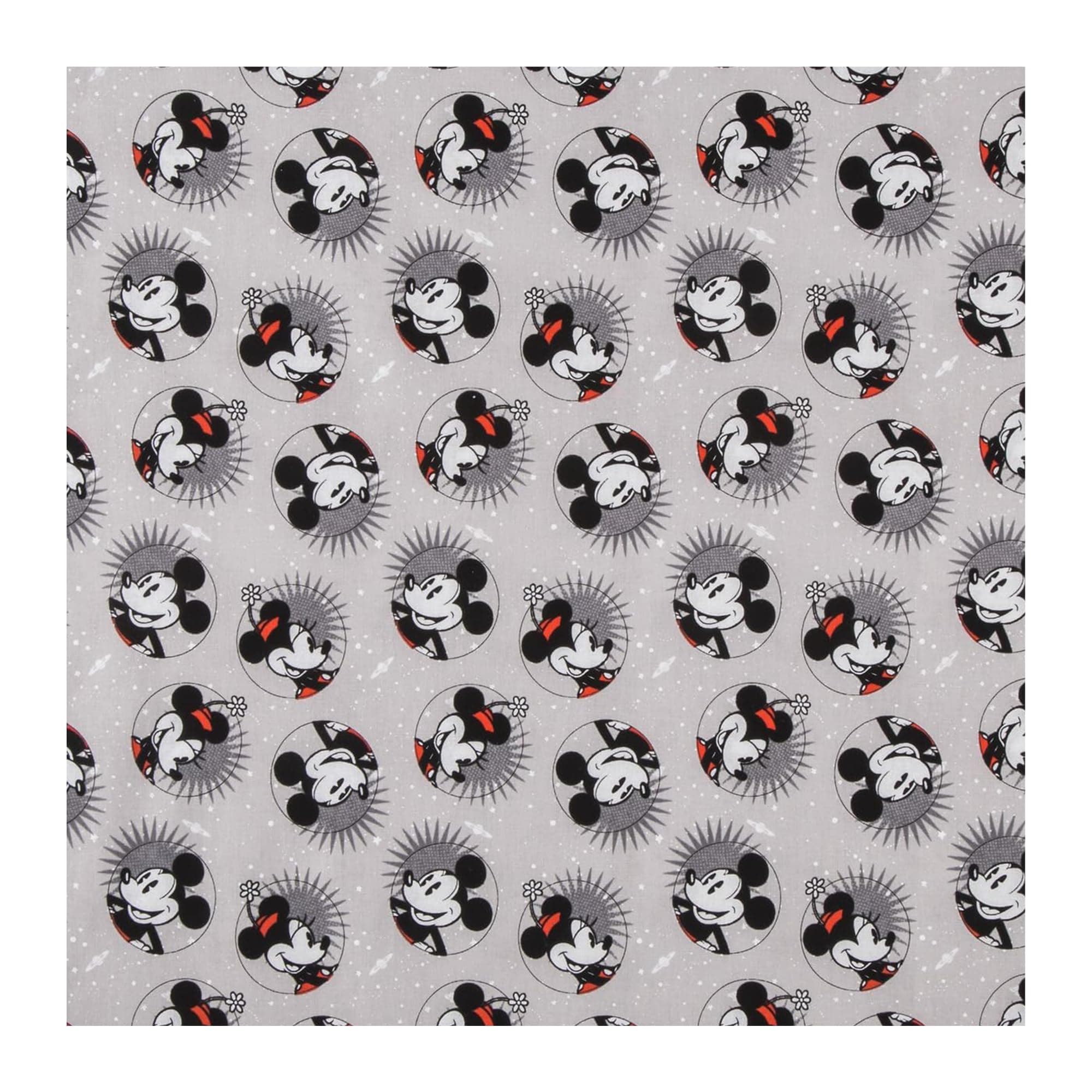 Hobby Lobby Smile Mickey & Minnie Cotton Calico (1 Yard) - - Printed Sewing Lightweight Precut Fabric for Sewing Clothes, Homeware, & Other Accessories