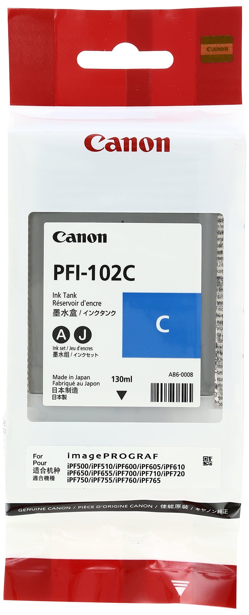 CanonPFI102 Ink Tank 130ml - Cyan