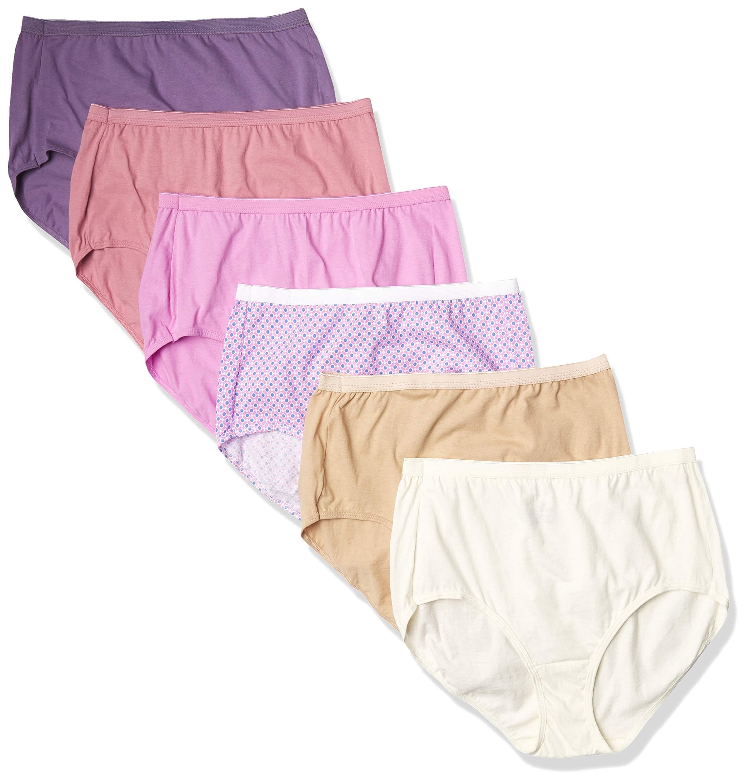 Women's Underwear Briefs Pack, 6-Pack, Cotton Brief Panties for Women, Moisture-Wicking (Plus Size)