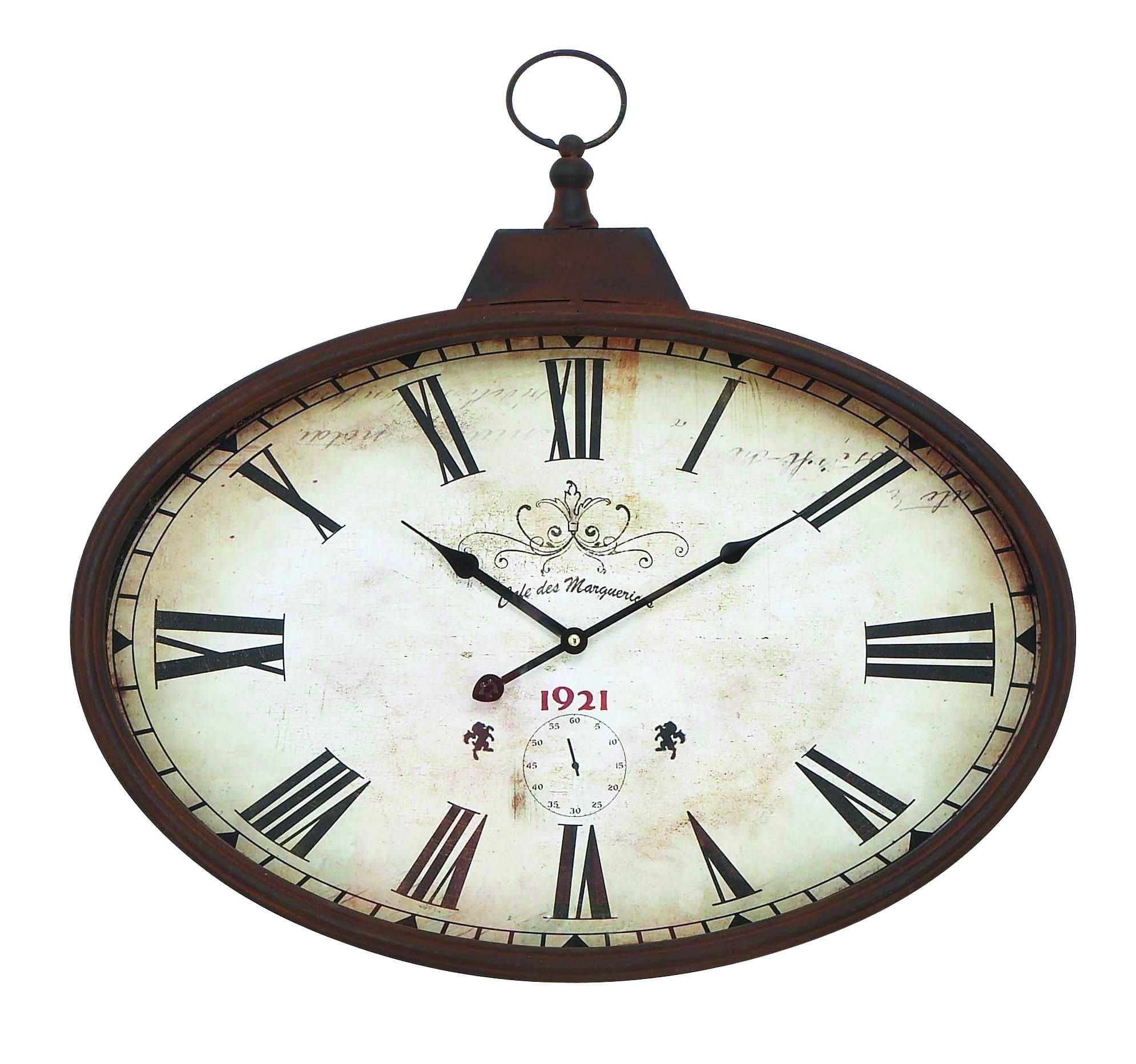 Benzara Woodland Imports 66973 Metal Wall Clock Design in Rustic and Unique Pattern