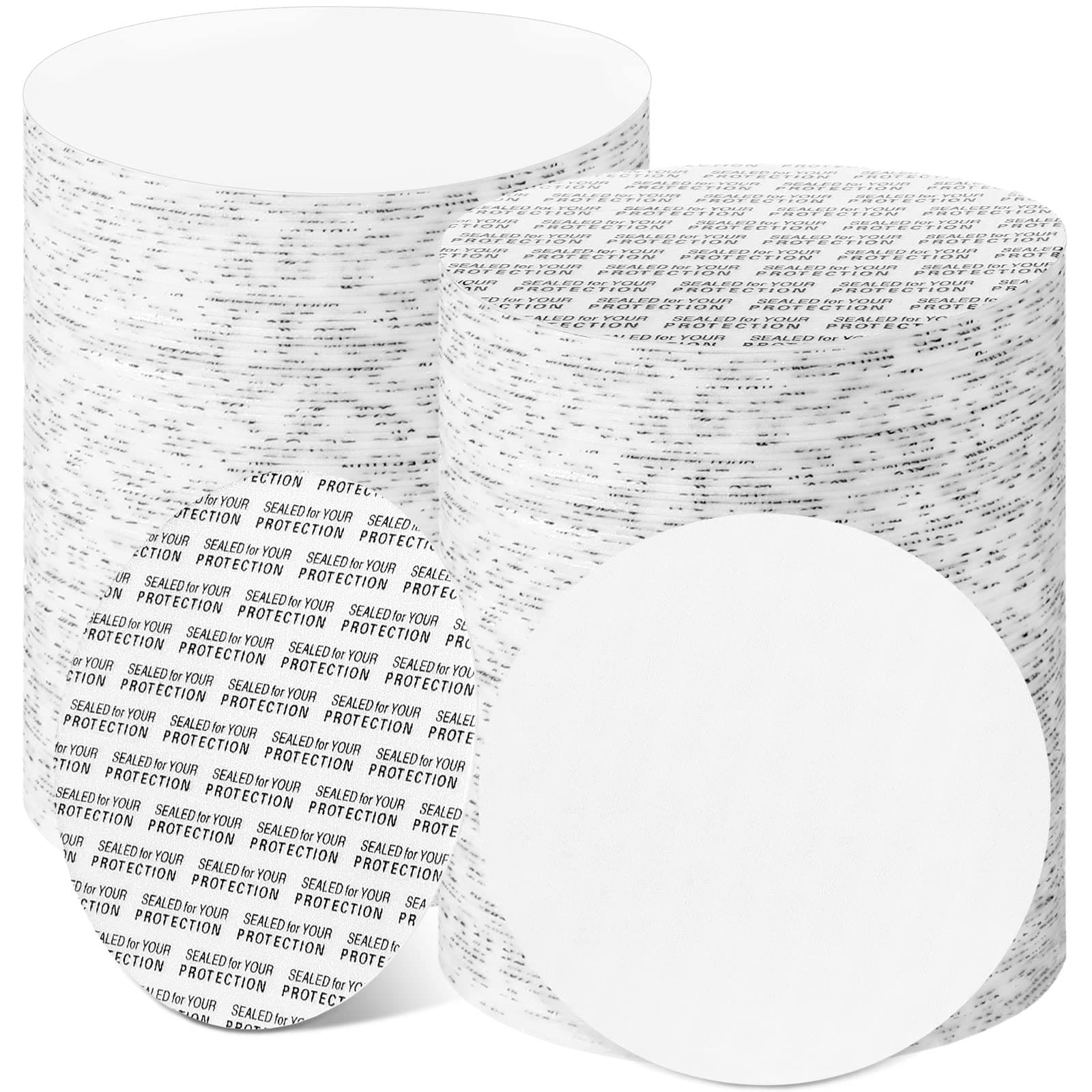 70 mm Foam Lid Liner Pressure Sensitive Seal Round Jar Sealer Bottle Seals Heat Resistant Foam Cap Torque Activated Safety for Protection Safety Jar Cap Bottle Vial Tamper Gasket Kit(100 Pieces)