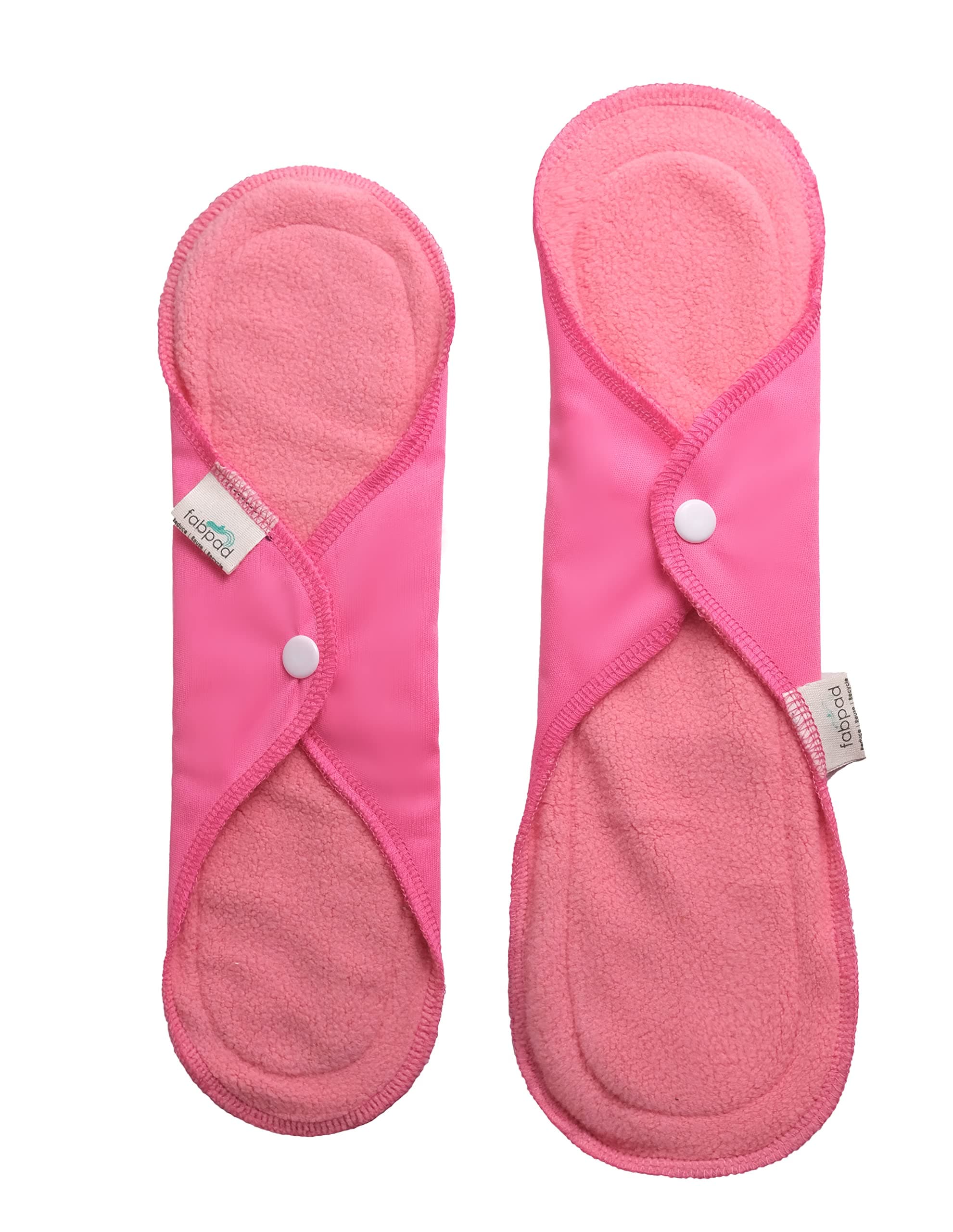 FabPad Reusable Washable Sanitary Cloth Pads Napkins Eco-Friendly Menstrual Hygiene Solutions (Pink, Pack of 2) (Regular + Maxi Size)
