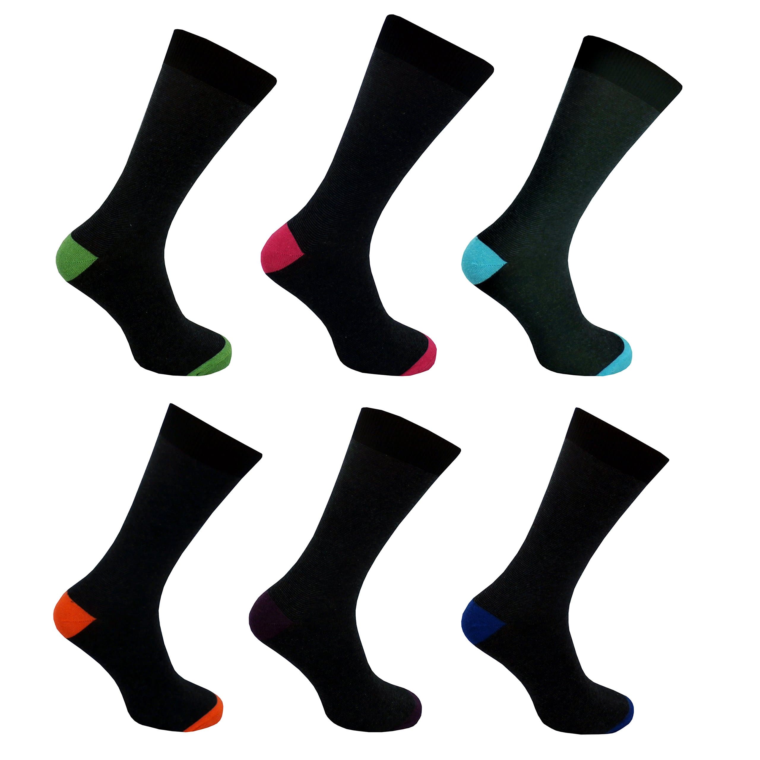 Lupsty12 Pairs Mens Designer Colour Heel and Toe Casual Formal Cotton Socks - UK Size 6-11