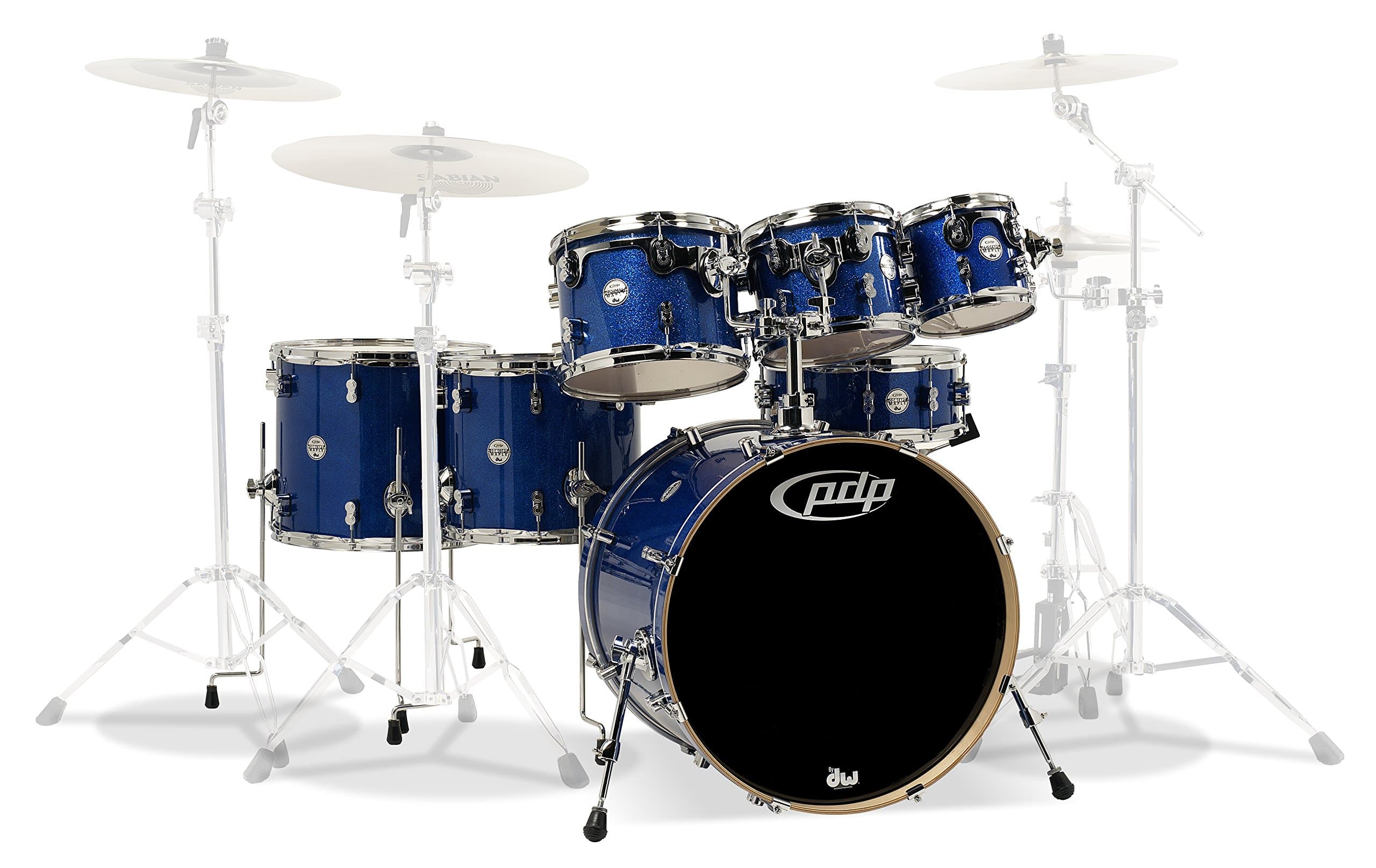 PDP By DW 7-Piece Concept Maple Shell Pack with Chrome Hardware Blue Sparkle