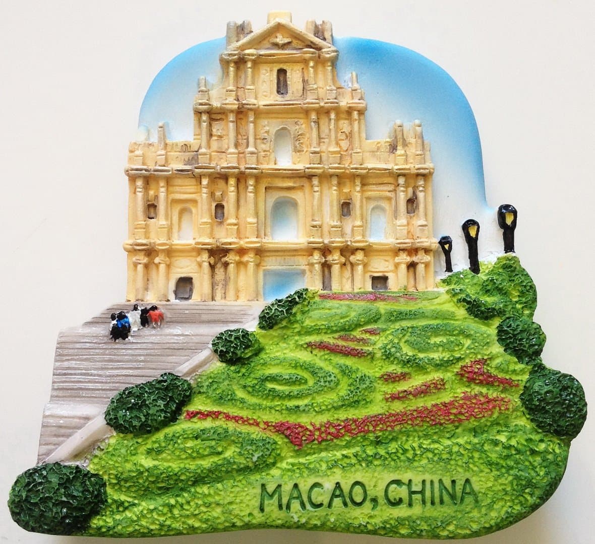 WitnyStore Tiny Ruins of Saint Paul's Church Macau China East Asia Tourist Attractions Resin Refrigerator Magnet Traveler Souvenir 3D Fridge Magnets