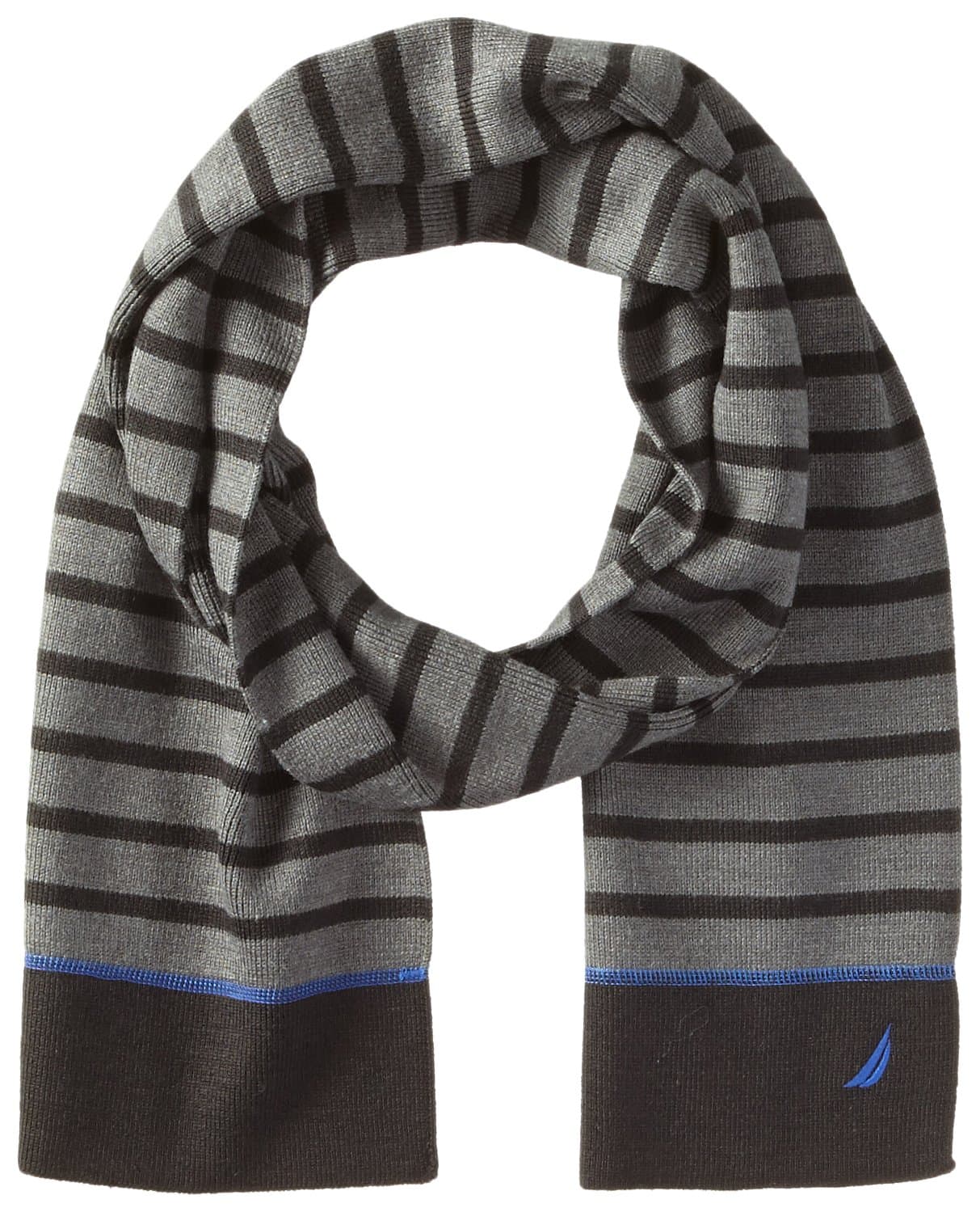 Nautica Men's Striped Scarf with Contrast Stitching