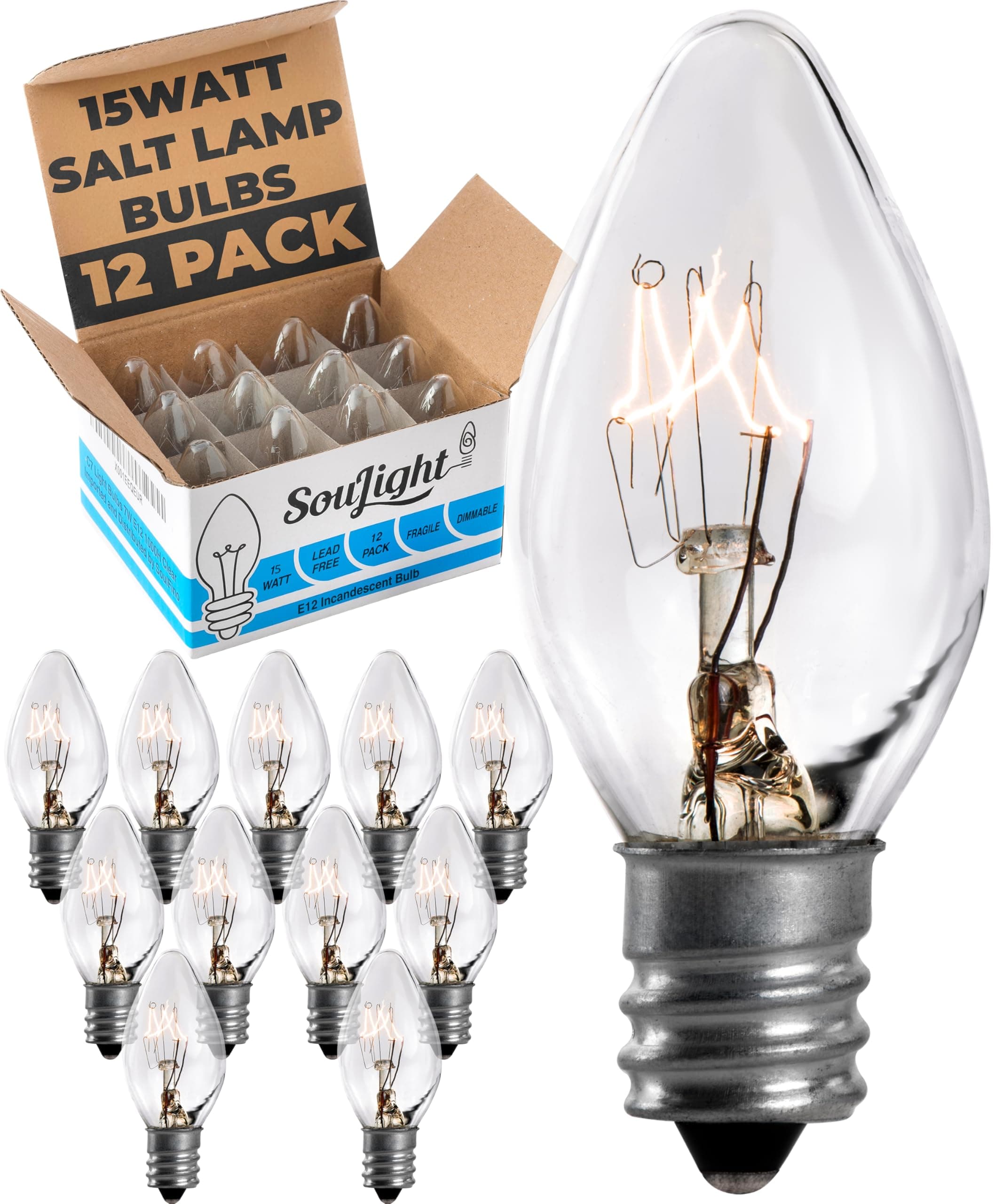 15 Watt Candelabra Base Specialty Bulbs for Salt Lamps, Wax Warmers (12 Pack)...