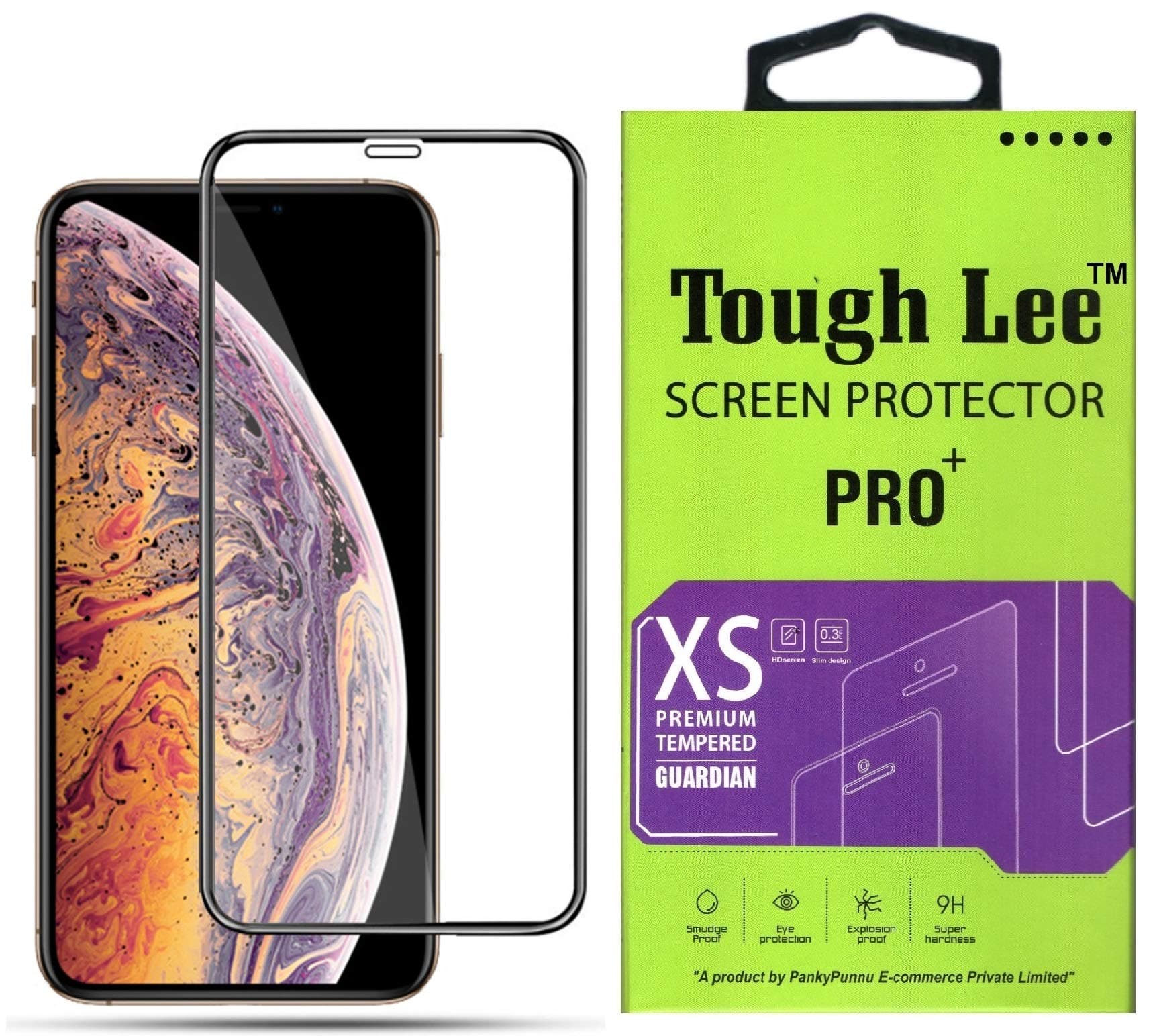 ToughLee® Full Glue Edge to Edge 6D Tempered Glass Screen Guard Gorilla Protector for Apple iPhone XS Max (Black)