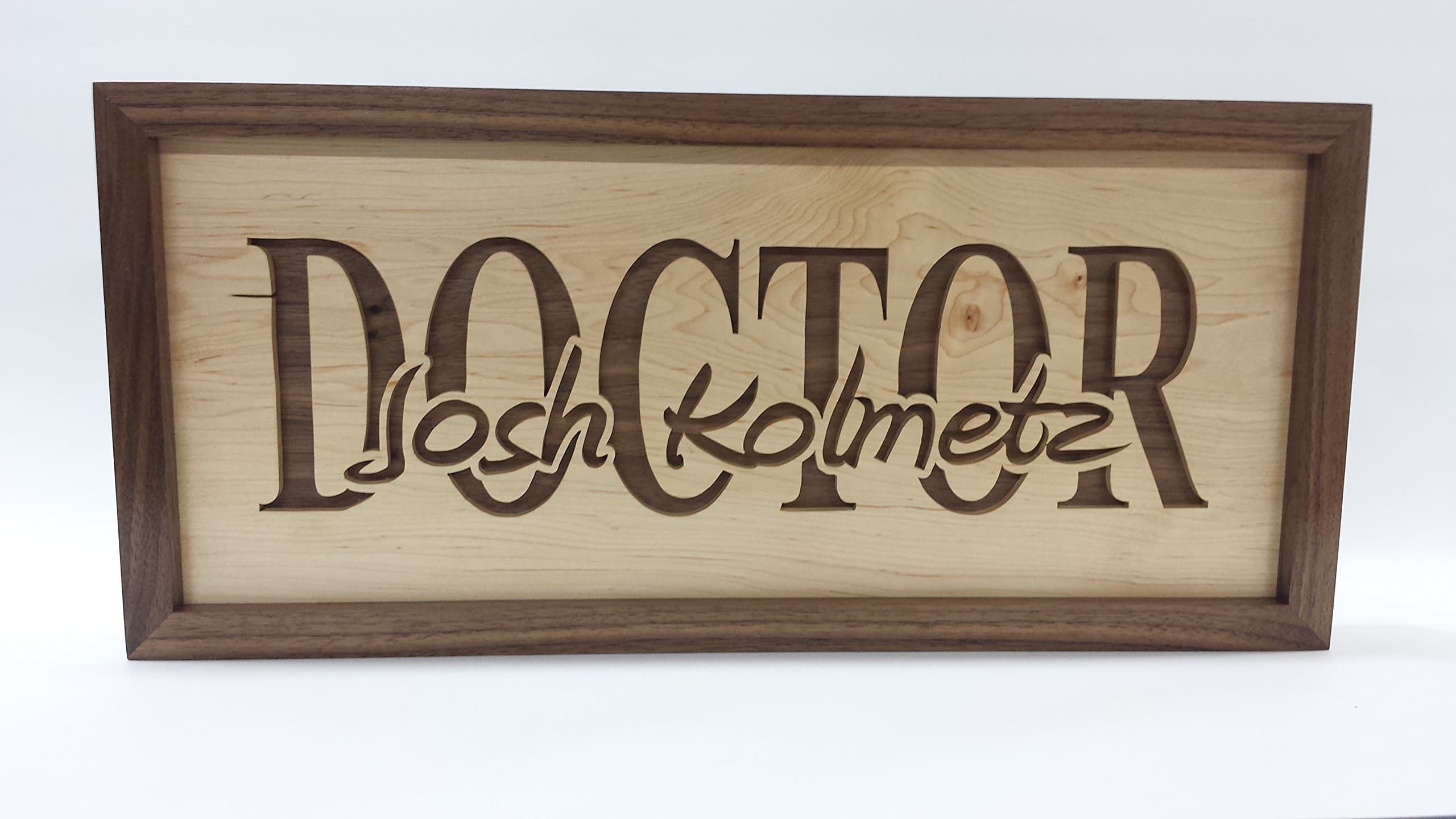 Handcrafted Profession Wall Art/Desk Name Plate - Business - Scrollsaw - Hanging - Standing - Maple & Walnut Hardwoods