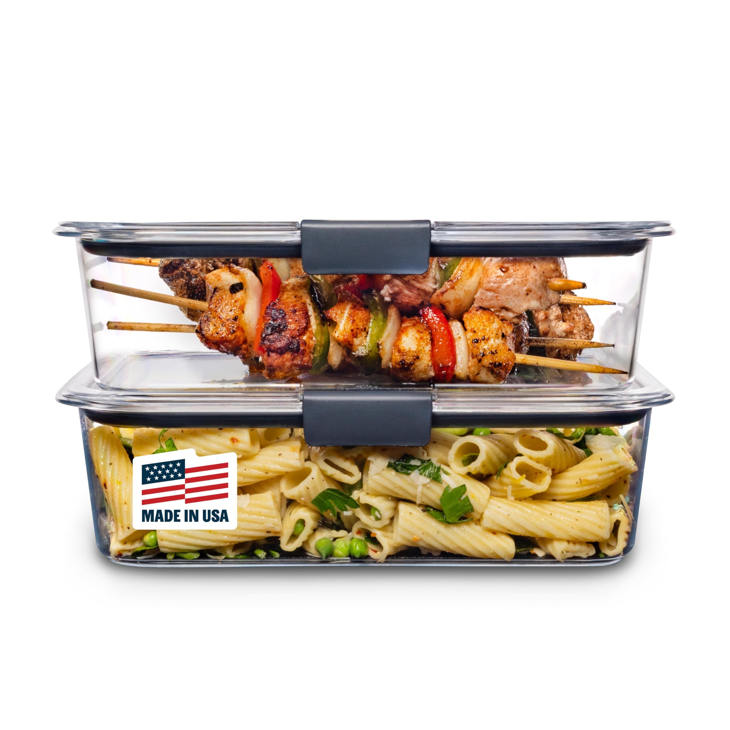 Brilliance BPA-Free Food Storage Containers with Lids, Airtight Clear Set of 2 (9.6 Cup), Ideal for Lunch, Meal Prep, and Leftovers