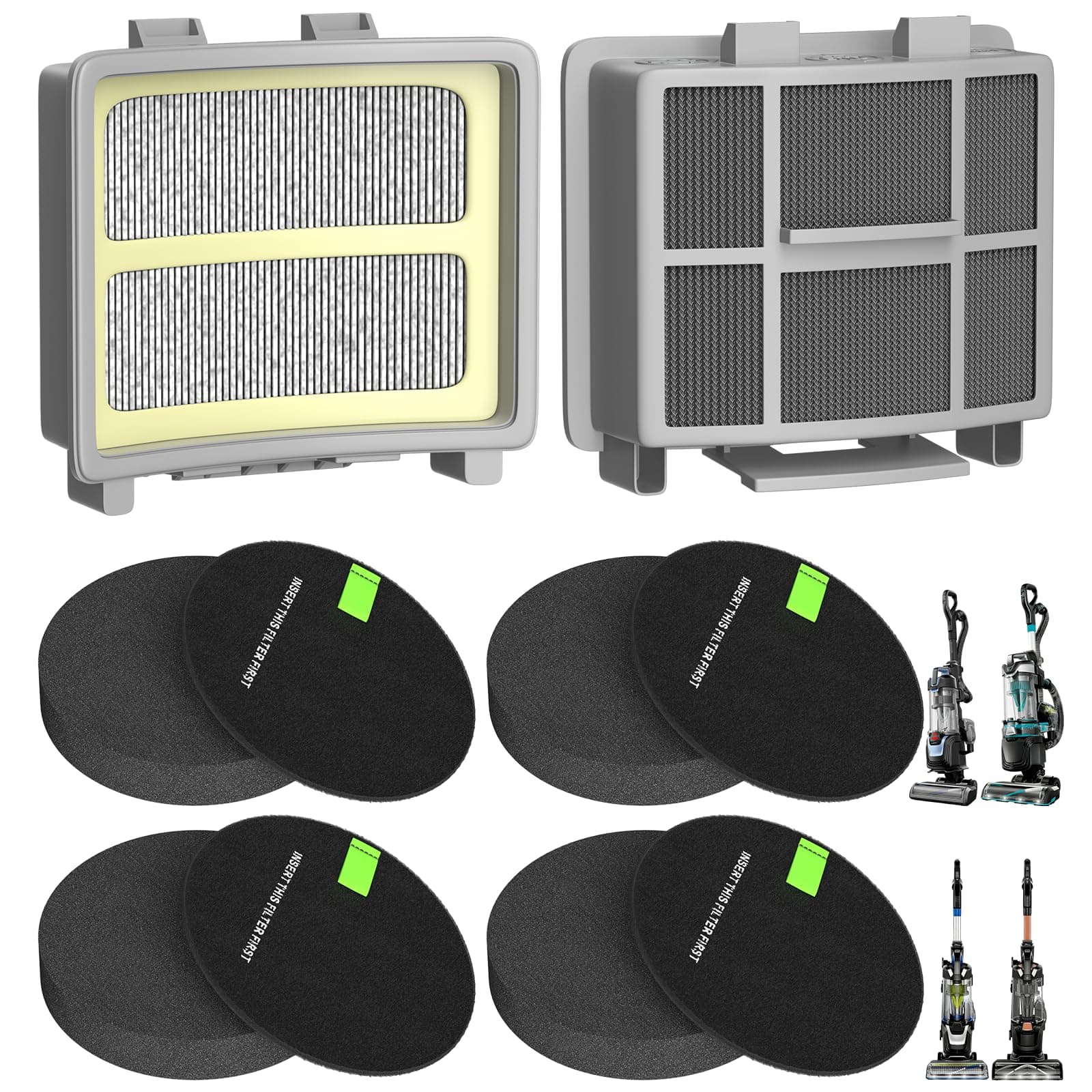 39883 Filters for Bissell Pet Hair Eraser 39883 3418 3774F 3409 3774 3774G 3775 3415 3404 3402 SurfaceSense Lift-Off Vacuums (2Filter+4Foam)