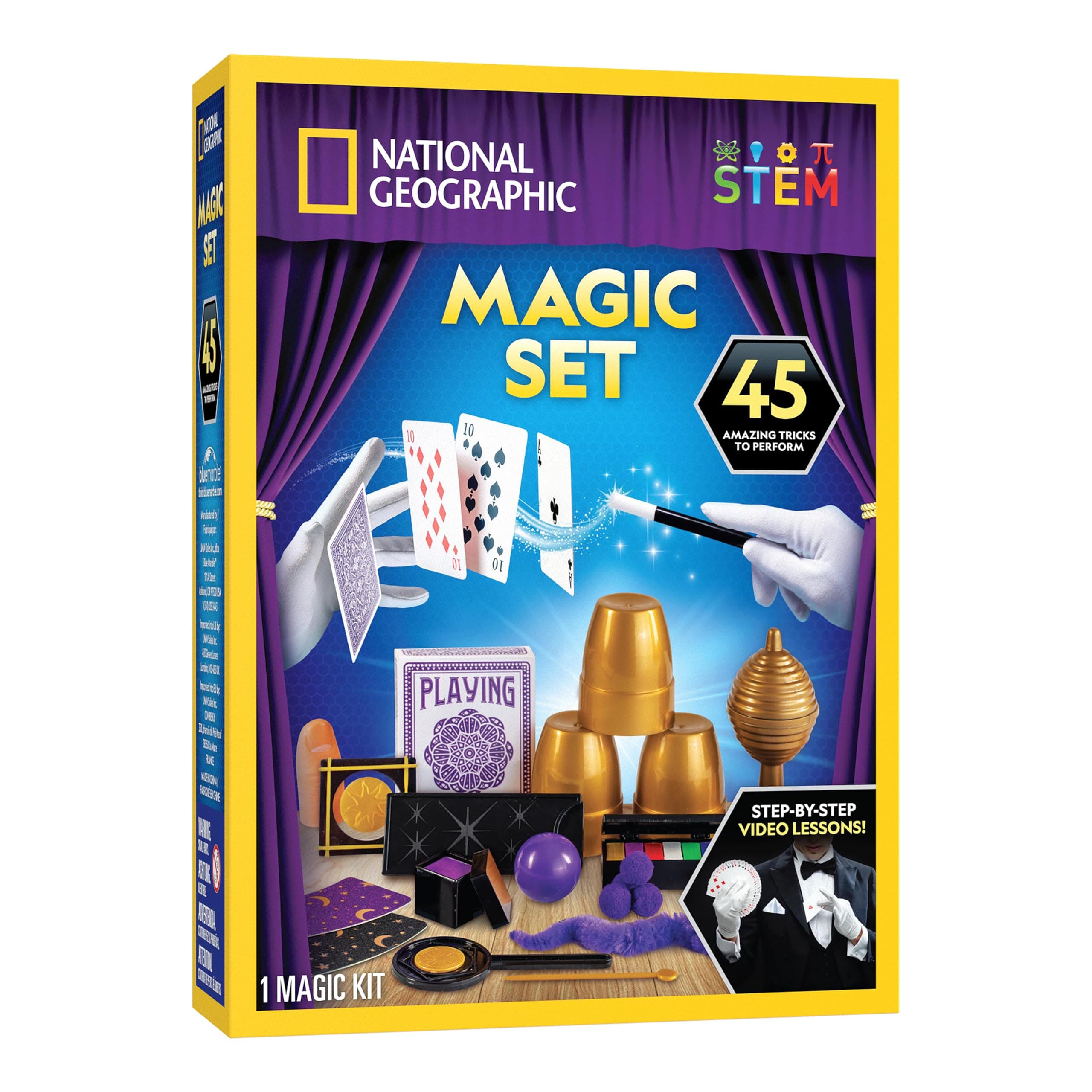 Blue Marble NATIONAL GEOGRAPHIC Kids Magic Set - 45 Magic Tricks for Kids to Perform with Step-by-Step Video Instructions for Each Trick Provided by a Professional Magician, Toys for Boys and Girls