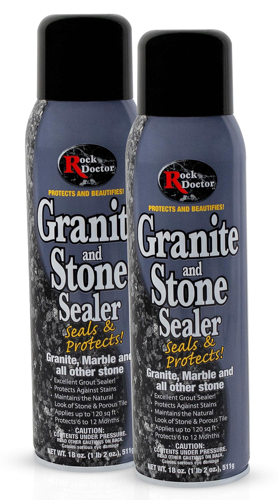 Granite Sealer for Marble, Stone, and Tile Countertops, Vibrant Shine with Stain Resistant Moisture Protection, Interior and Exterior Use, Pack of 2