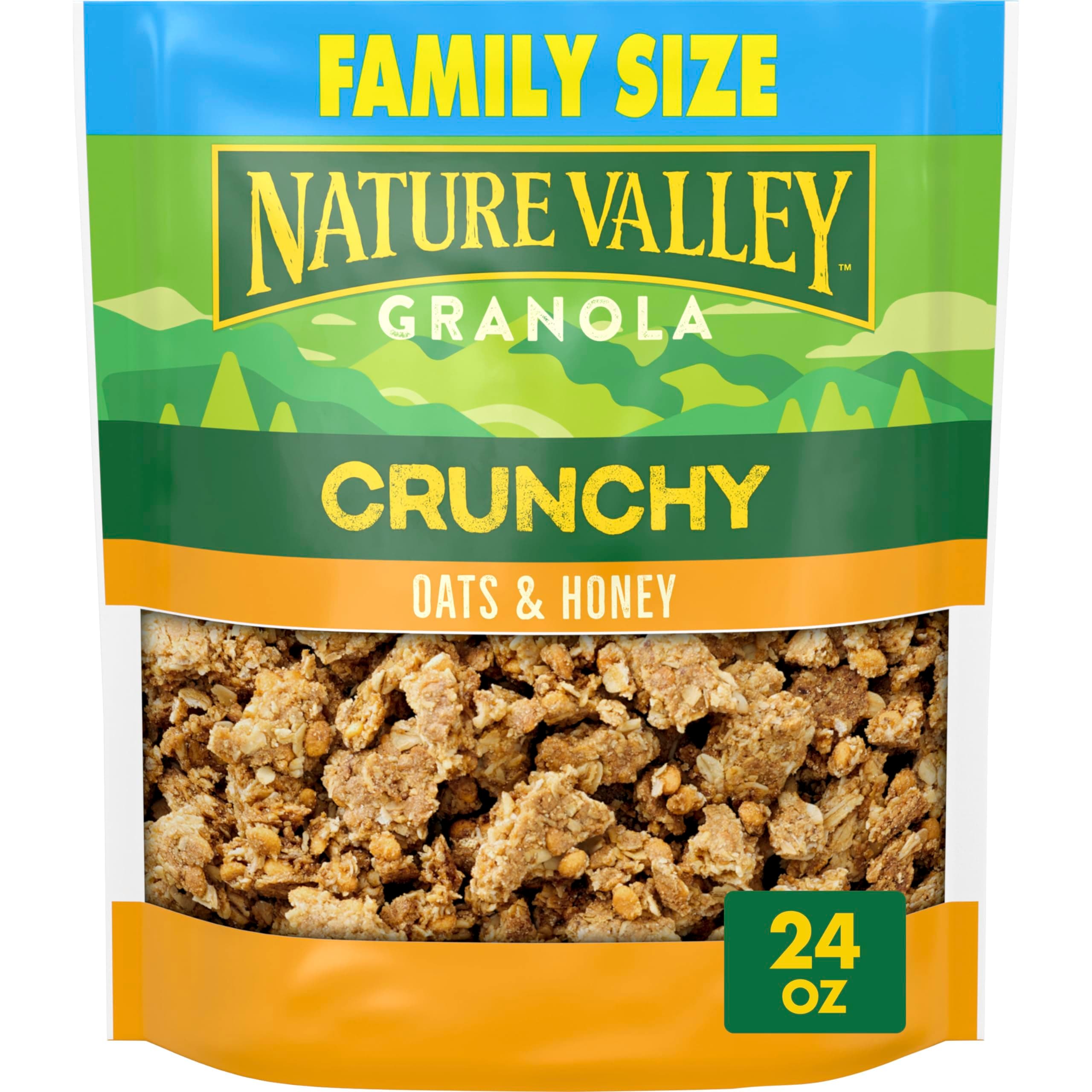 Nature Valley Crunchy Granola, Oats and Honey, Resealable Bag, Family Size, 24 oz