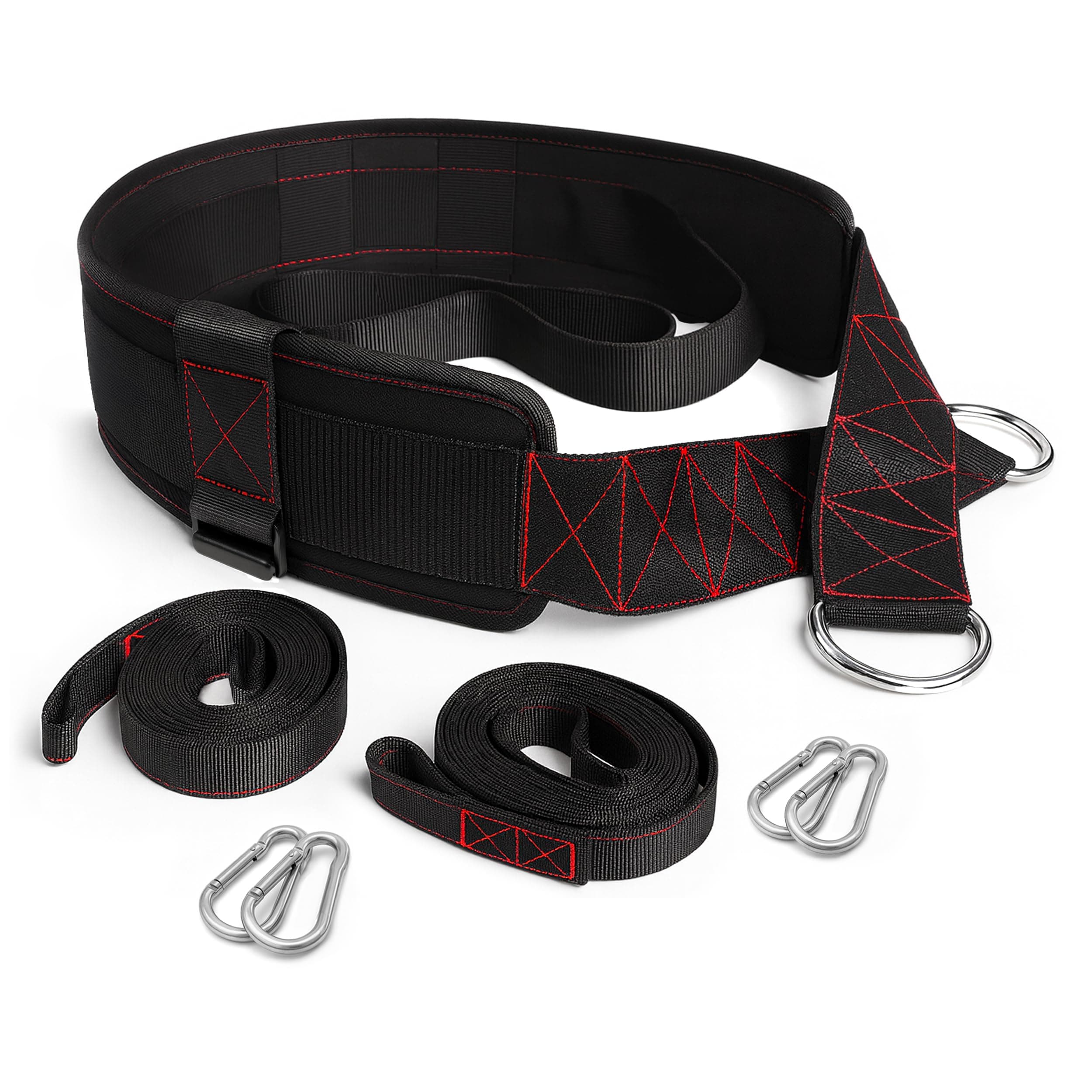 Sled Pulling Belt, Adjustable Closure, 2 Straps & 4 Hooks - for Multidirectional Resistance Training, Strength and Agility