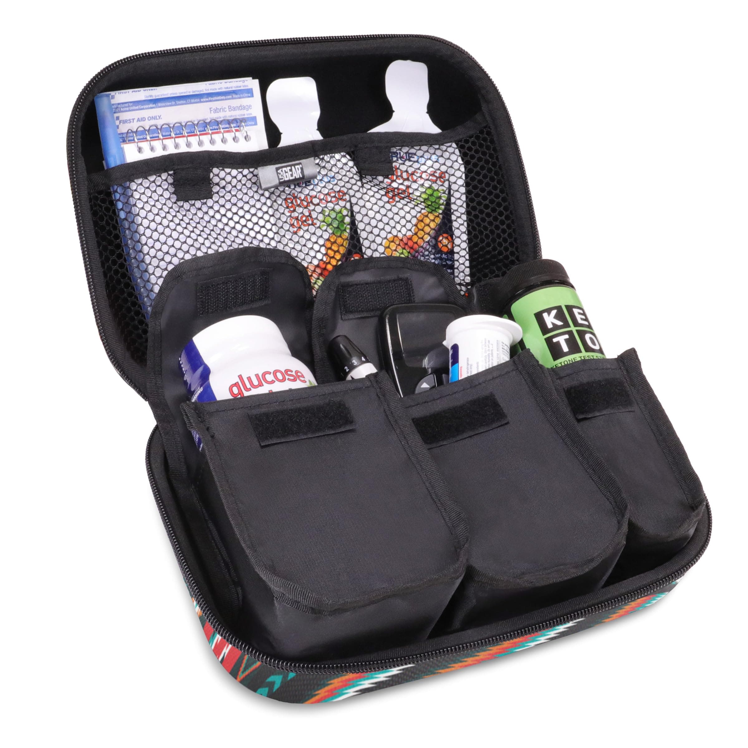 Diabetic Supplies Travel Case Organizer for Blood Glucose Monitoring Systems, Syringes, Pens, Insulin Vials and Lancets - Accu-Chek Nano Storage, Bayer Contour, TRUEtest and More - Southwest