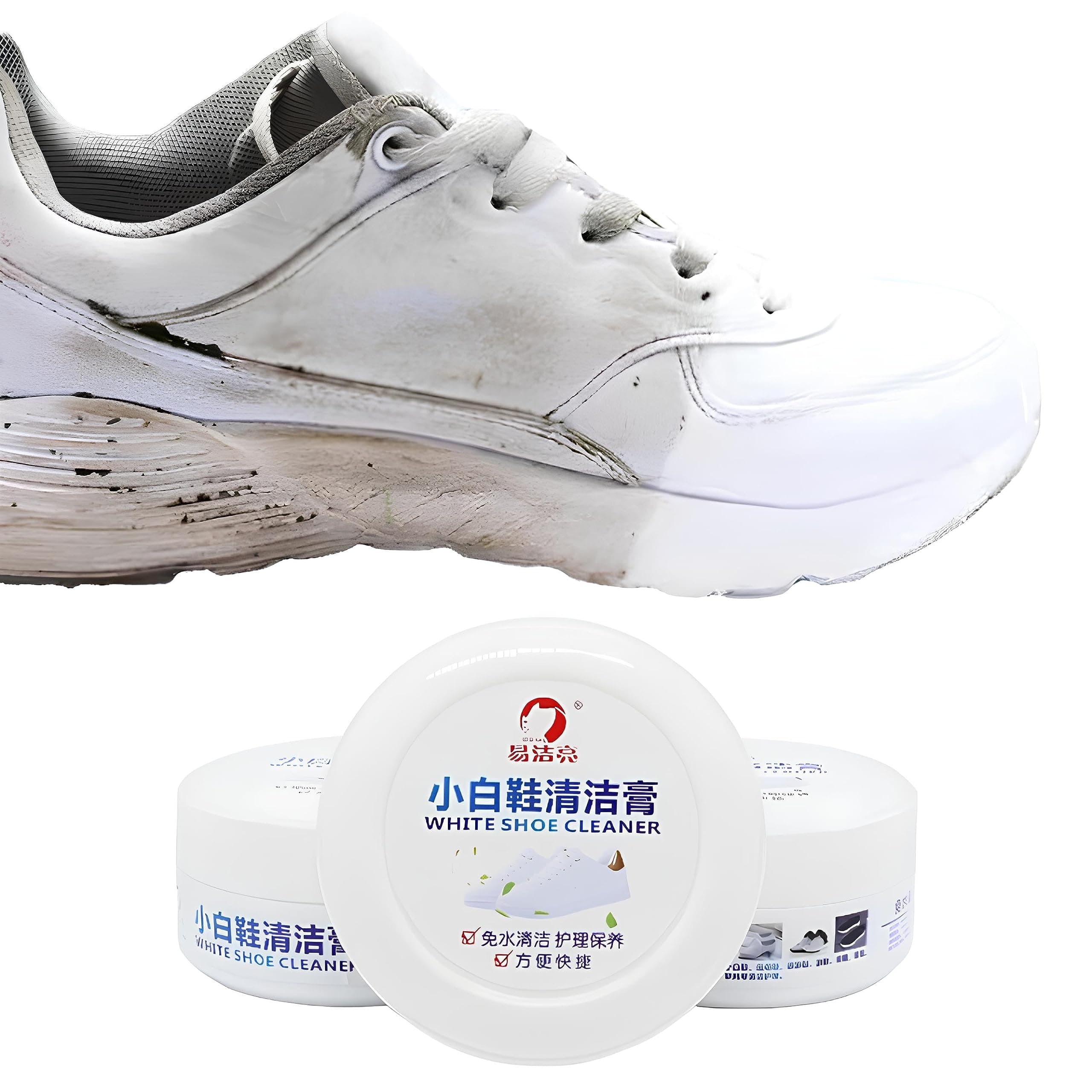 DOOMSDAY White Shoe Cleaning Cream, Practical Shoe Cleaning Kit - Shoe Cream with Sponge, Stain Remover Cleansing Cream for Shoe, Sneaker Cleaner, No-Wash, for Leather Shoes, Sports Shoes (260g)