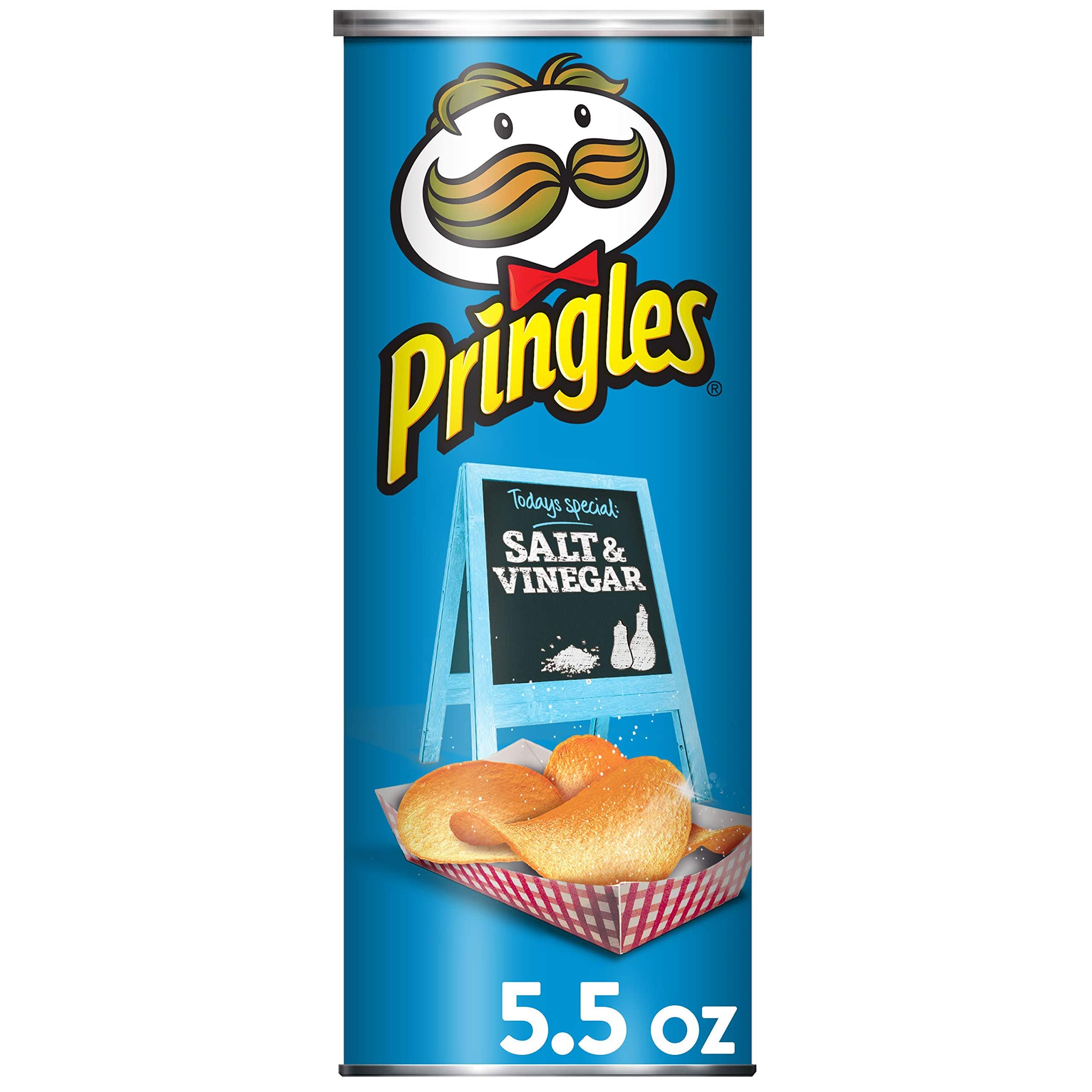 Pringles Potato Crisps Chips, Salt and Vinegar Flavored, 5.5 oz Can